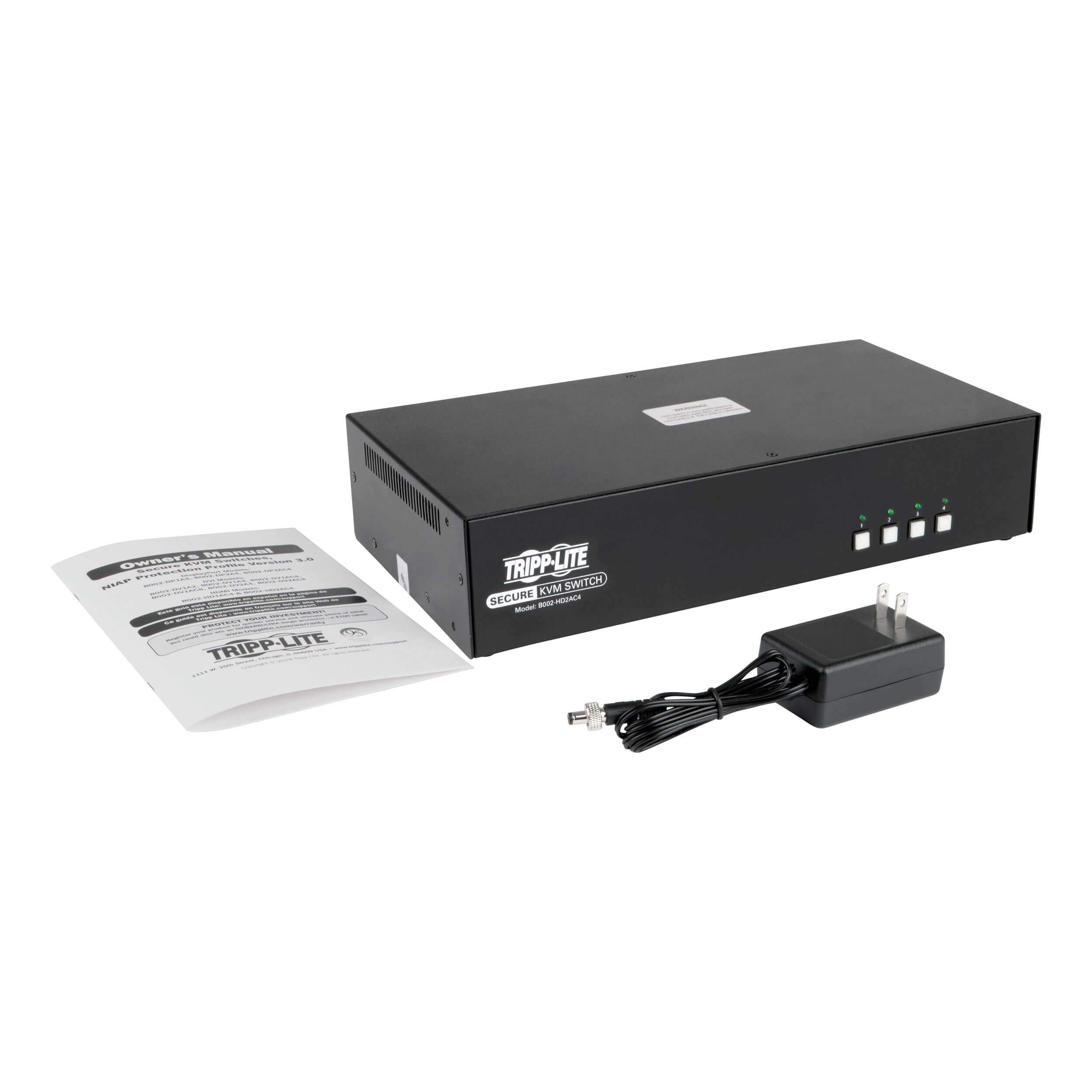 Tripp Lite 4 Port HDMI to DisplayPort KVM Switch for Dual Monitors - Secure Multi-Device Control for Office, Gaming & Home Workstations