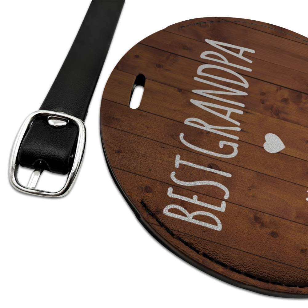 Custom Engraved Leather Luggage Tag for Grandpa - Personalized 1 Line ID Card Holder - Perfect for Travel, Suitcases & Gift Giving