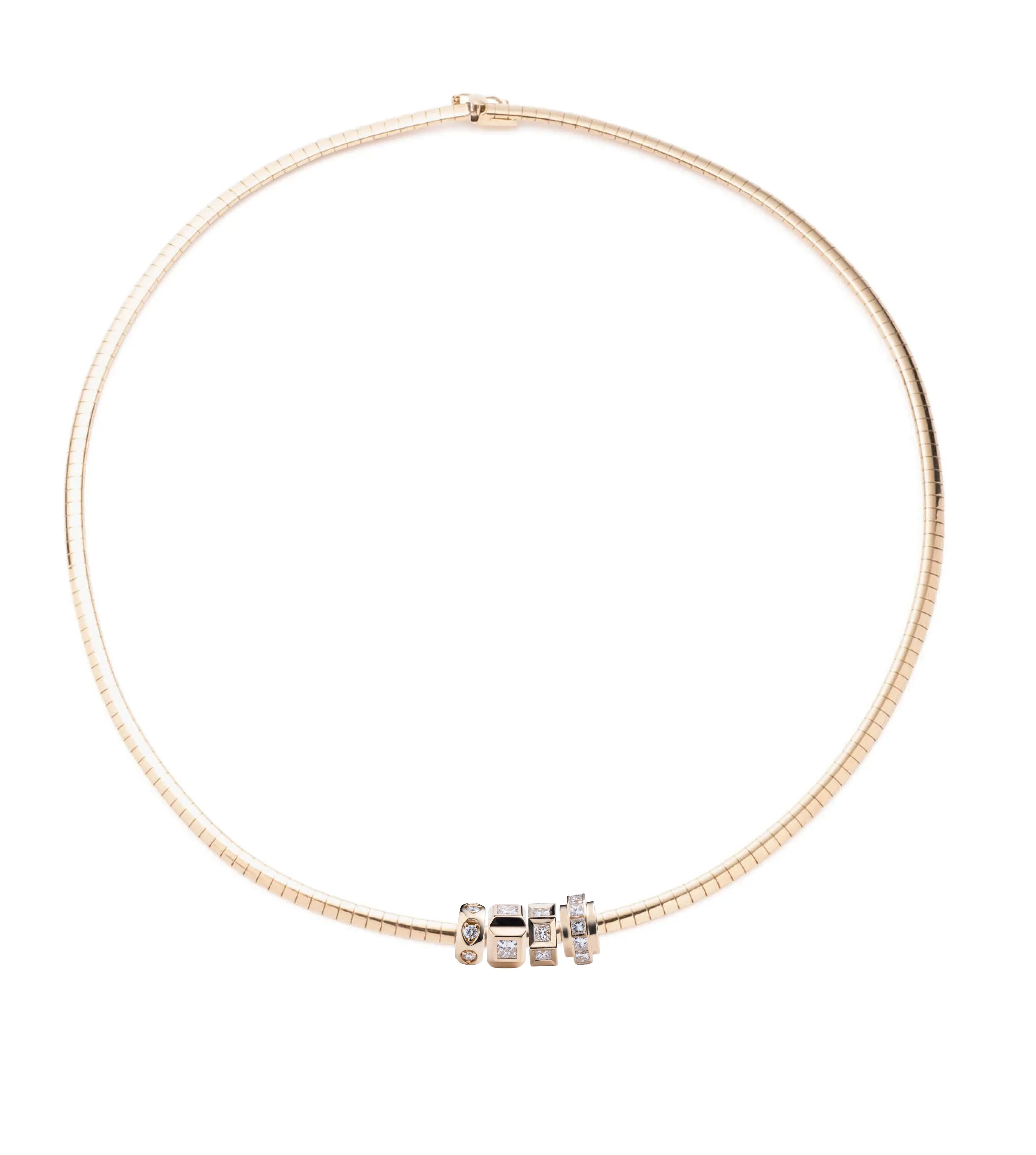 Elegant Heartbeat Small Sleek Collar Necklace in 14K Yellow Gold with Genuine Diamonds - Perfect for Weddings, Anniversaries & Romantic Gifts