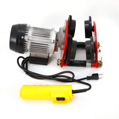 Mini Electric Wire Rope Hoist 110V/220V 2200lbs Capacity - Portable Electric Winch Crane with Trolley & Remote Control for Home Garage, Workshop, and Construction Lifting