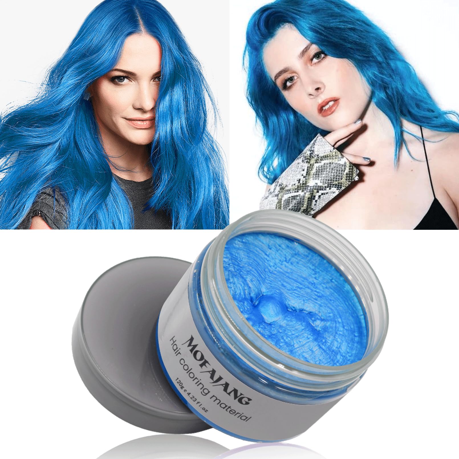 Temporary Hair Color Wax - 4.23 Oz Blue Hair Styling Wax for Halloween, Christmas & Cosplay - Long-Lasting Matte Hair Clay for Creative Hairstyles & Costume Parties - Perfect for Festivals, Themed Events & Bold Looks