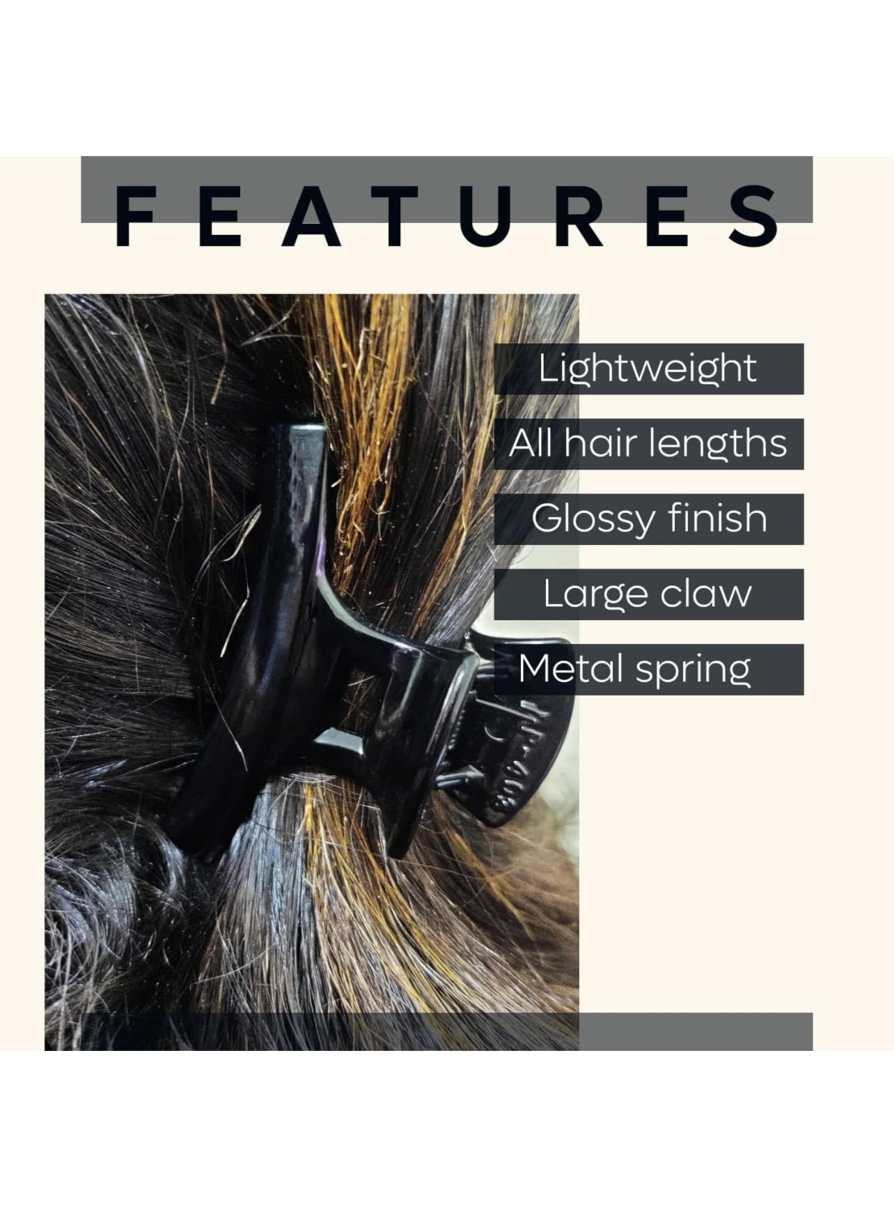 Stylish Black Plastic Hair Claw Clips for Women & Girls - Non-Slip Hair Accessories (Pack of 6, One Size) | Perfect for Everyday Use, Work, and Special Occasions