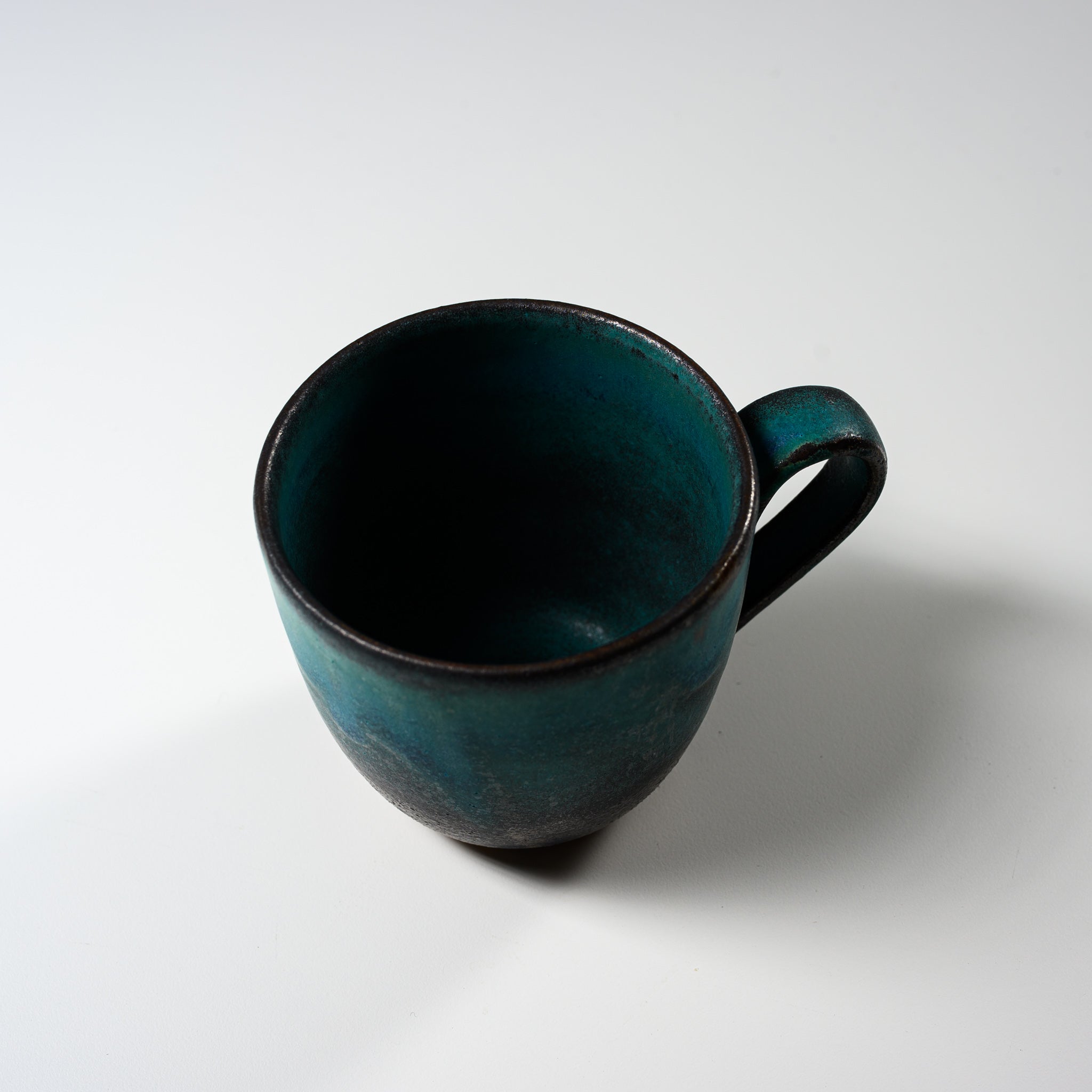 Wakasama Kiln Shabby Turquoise Ceramic Mug - 260ml Handmade Pottery Coffee Cup | Perfect for Home, Office & Gifts