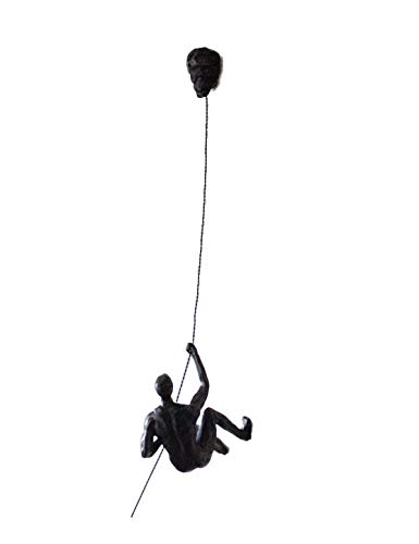 5X Large Bronze Climbing & Abseiling Wall Art Decor - Set of 5 Resin & Metal Bungee Jumping Men Figurines - Perfect for Adventure-Themed Home Decor, Office Display, and Gift for Outdoor Enthusiasts