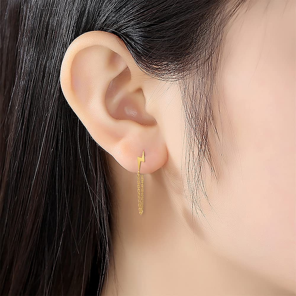 Edforce Stainless Steel Women's Lightning Bolt Dangle Earrings - 60mm/2.4in Hypoallergenic Fashion Jewelry for Casual Wear, Parties & Gifts