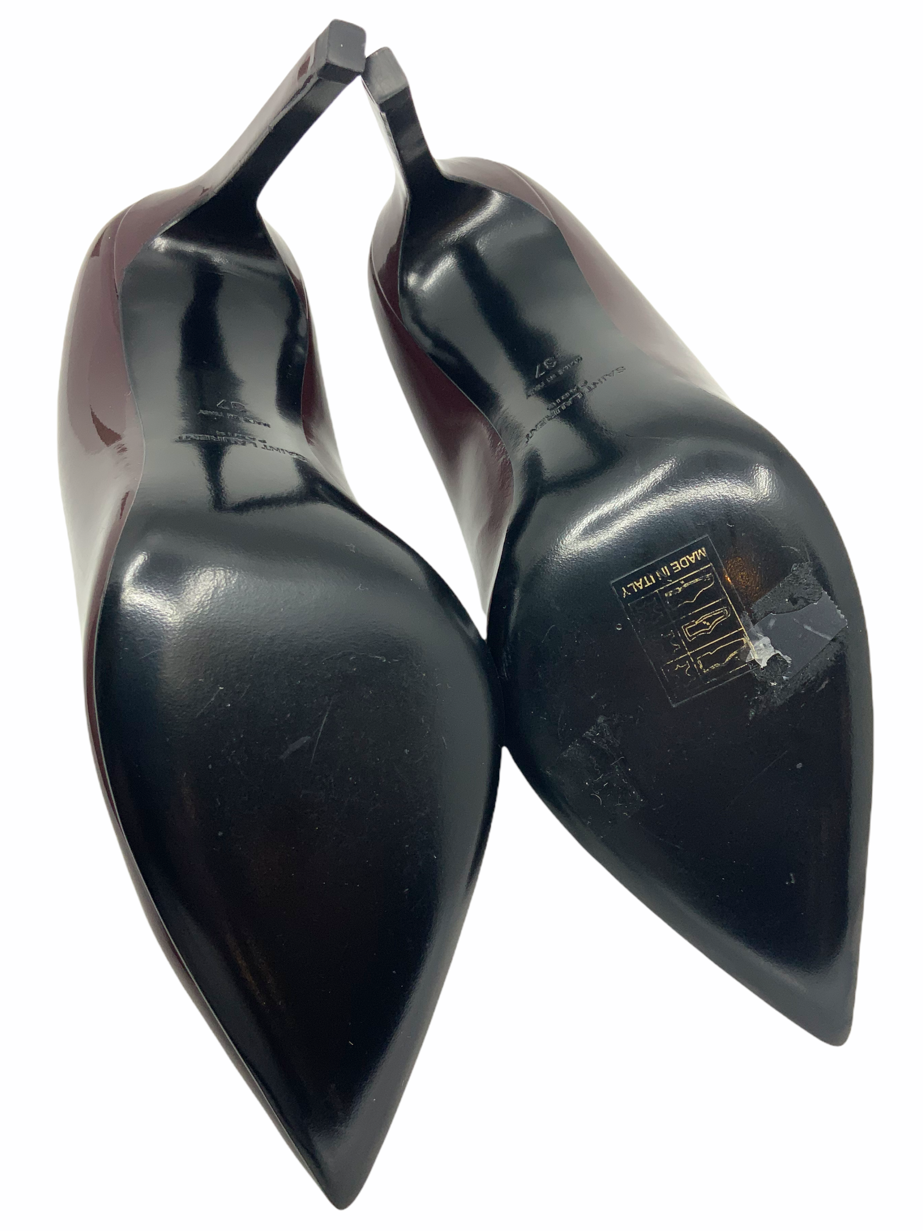 Saint Laurent Patent Leather Pointed Toe Pumps - Women's Size 7 (US) | Luxury High Heels for Evening Parties & Formal Events