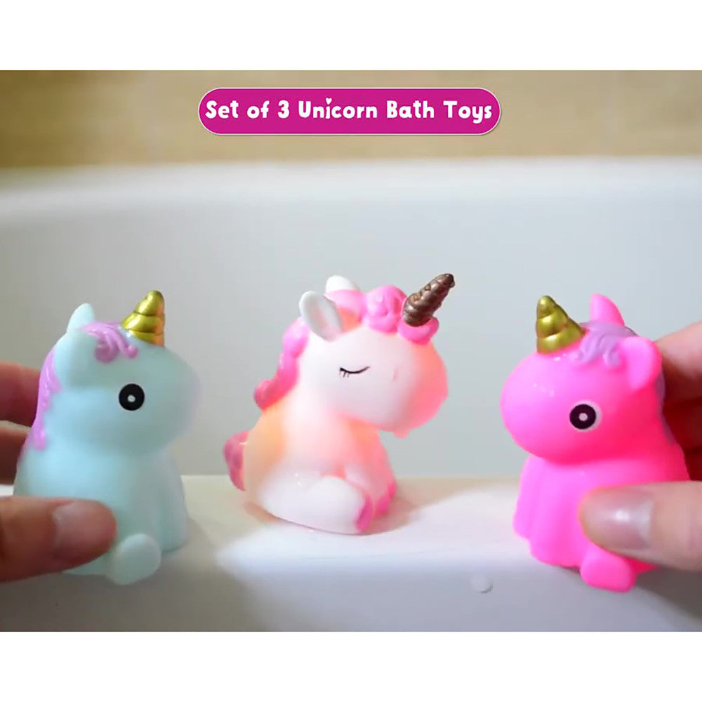Buddy & Barney Unicorn Bath Toys Set - 3 Piece Light Up Bath Time Fun for Kids | Perfect for Bathtub Play & Sensory Development