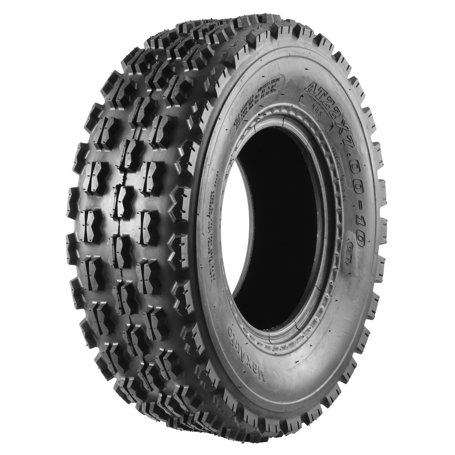 MaxAuto 22x7-10 ATV Tires - 4-Ply All-Terrain Tubeless Knobby Tires for Mud, Sand, Snow & Rock - Set of 2 - Perfect for Sport ATV/UTV Off-Road Adventures & Trail Riding