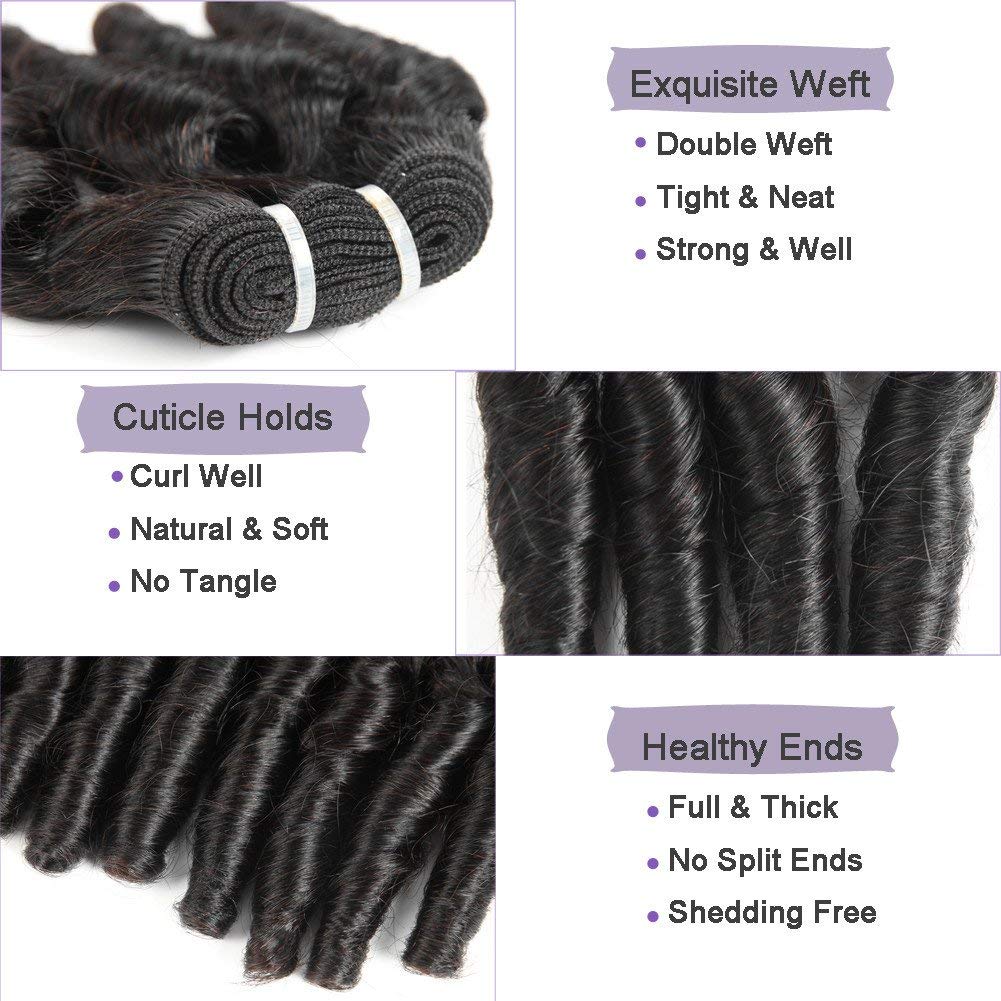 Brazilian Funmi Hair Curly Weave 3 Bundles with 2x4 Lace Closure | 100% Human Hair Extensions | Natural Black (10 12 14+10) | 100g/pc | Burmese Curly Bundles | Perfect for Daily Styling, Parties & Special Occasions