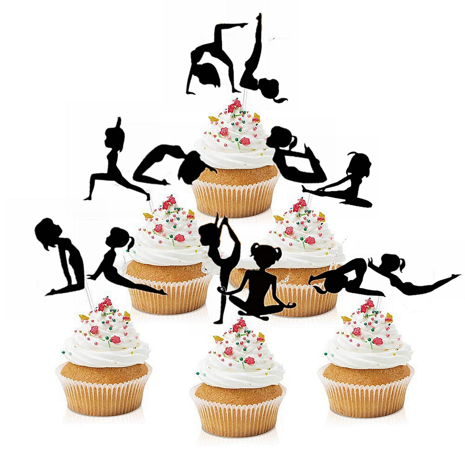 Yoga Birthday Party Decorations Kit - Yoga Banner, Cupcake Toppers & Silhouette Cutouts for Kids Yoga Class, Baby Shower & 1st Birthday Celebrations - Perfect for Yoga-Themed Parties, Training Events & Yoga Day Decor