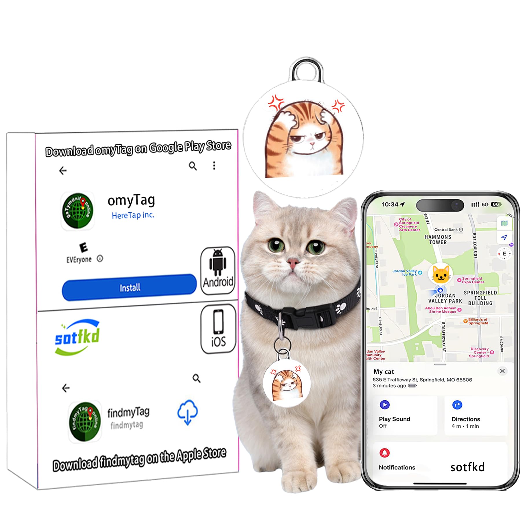**Airtag Cat Collar - GPS Pet Tracker for Cats & Dogs | No Monthly Fee, Waterproof, Works with Any Collar (Android & iOS Compatible) | Perfect for Outdoor Adventures & Lost Pet Recovery**