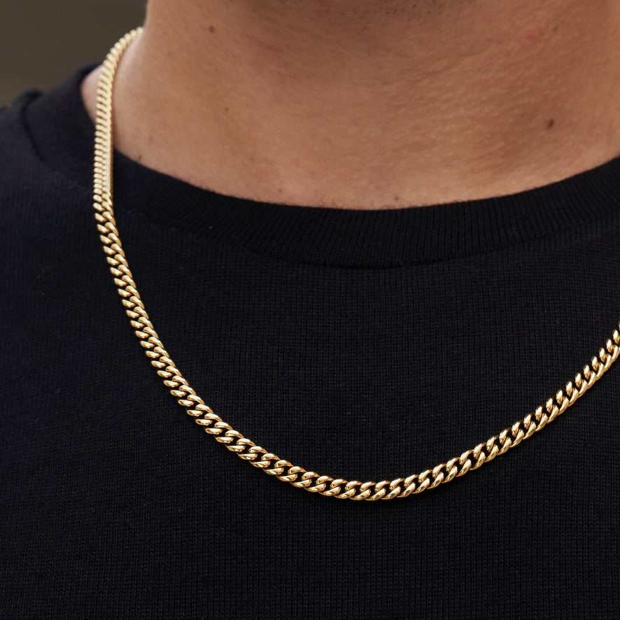 24K Cuban Link Necklace Chain for Men - 5mm Yellow Gold Plated Stainless Steel - Perfect for Gifts, Parties & Everyday Wear