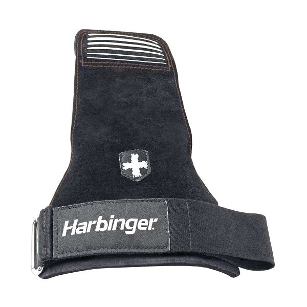 Harbinger Lifting Grips for Weightlifting & Gym Training - Premium Black Workout Gloves for Better Grip & Wrist Support - Ideal for CrossFit, Powerlifting & Strength Training