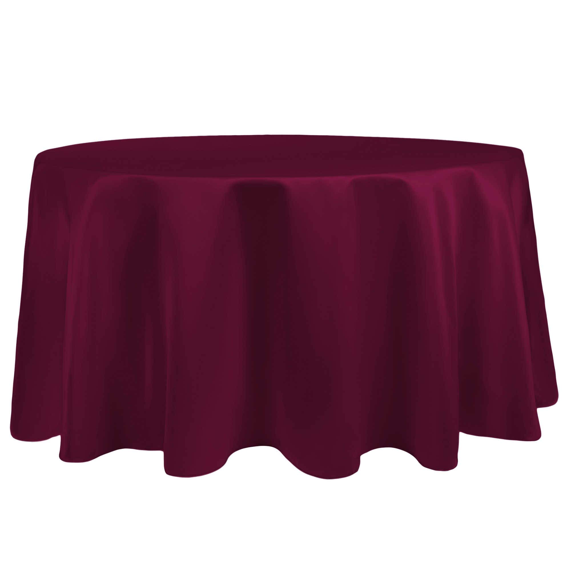 10 Pack Burgundy Red 60-Inch Round Bridal Satin Tablecloth - Perfect for Wedding Receptions, Banquets & Formal Dining Tables (Fits Tables Under 60