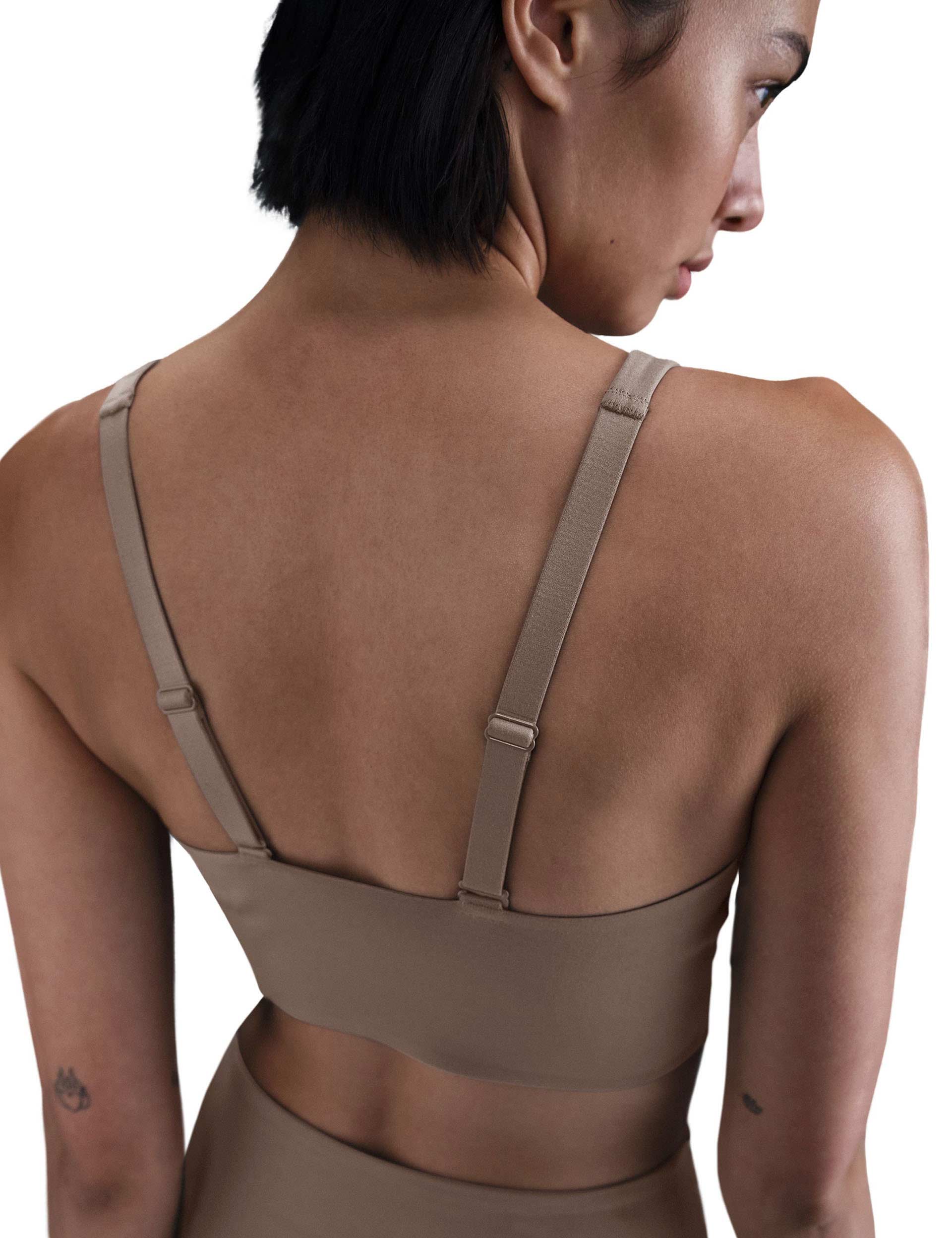 Alate Medium Support Longline Sports Bra for Women - Mink Brown & White - High Impact Workout, Running, Yoga, Gym Fitness Apparel