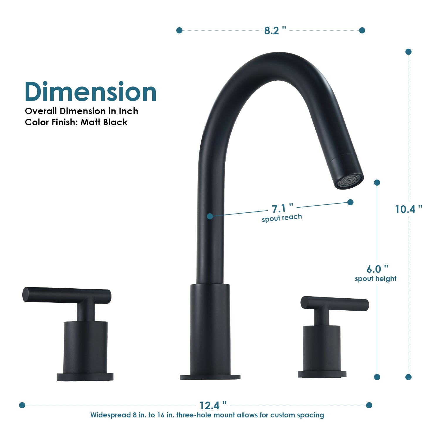 Balen 8-Inch Widespread 2-Handle High Arc Bathroom Faucet - Perfect for Modern Vanities and Powder Rooms