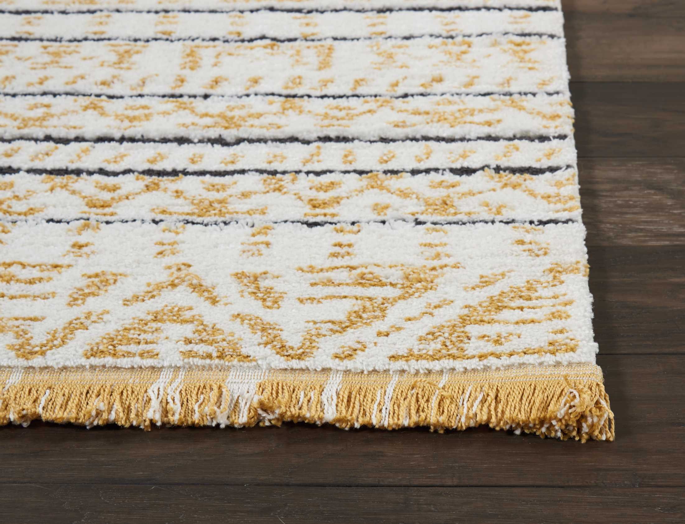 Nourison Kamala Moroccan Yellow 2'2'' x 7'6'' Area Rug - Easy Cleaning, Non-Shedding, Stain Resistant for Bedroom, Living Room, Dining Room & Kitchen | Perfect for High Traffic Areas & Cozy Home Decor (2x7)