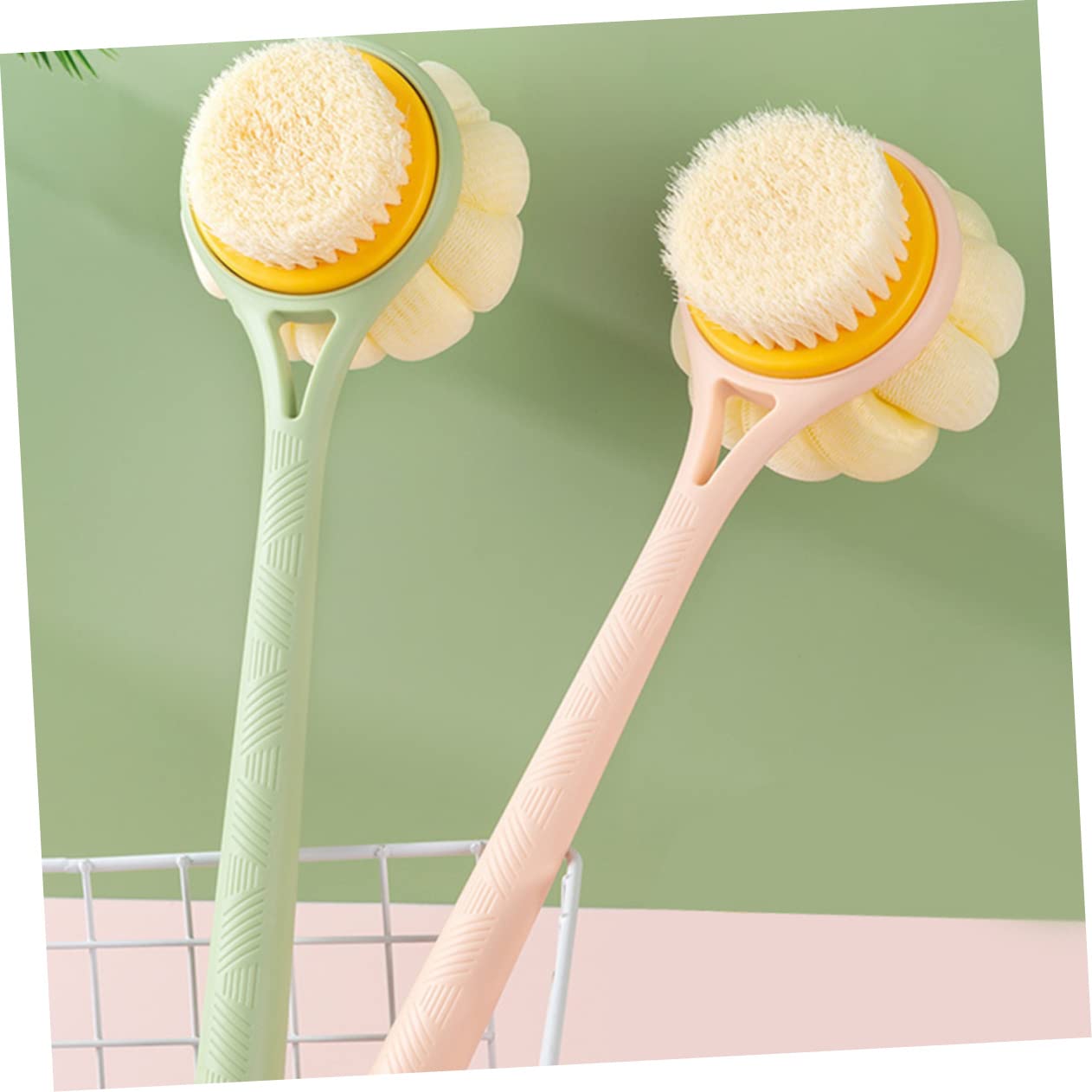 PLAFOPE Ergonomic Bath Brush with Long Handle - Exfoliating Body Scrubber for Women & Men - Back Scrubber for Shower & Bath - Perfect for Deep Cleaning & Massage - Ideal for Hard-to-Reach Areas & Relaxing Spa Days
