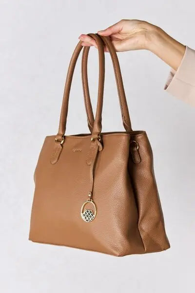 David Jones Structured Leather Handbag for Women - Premium Genuine Leather Tote Bag with Shoulder Strap - Perfect for Work, Travel & Everyday Use