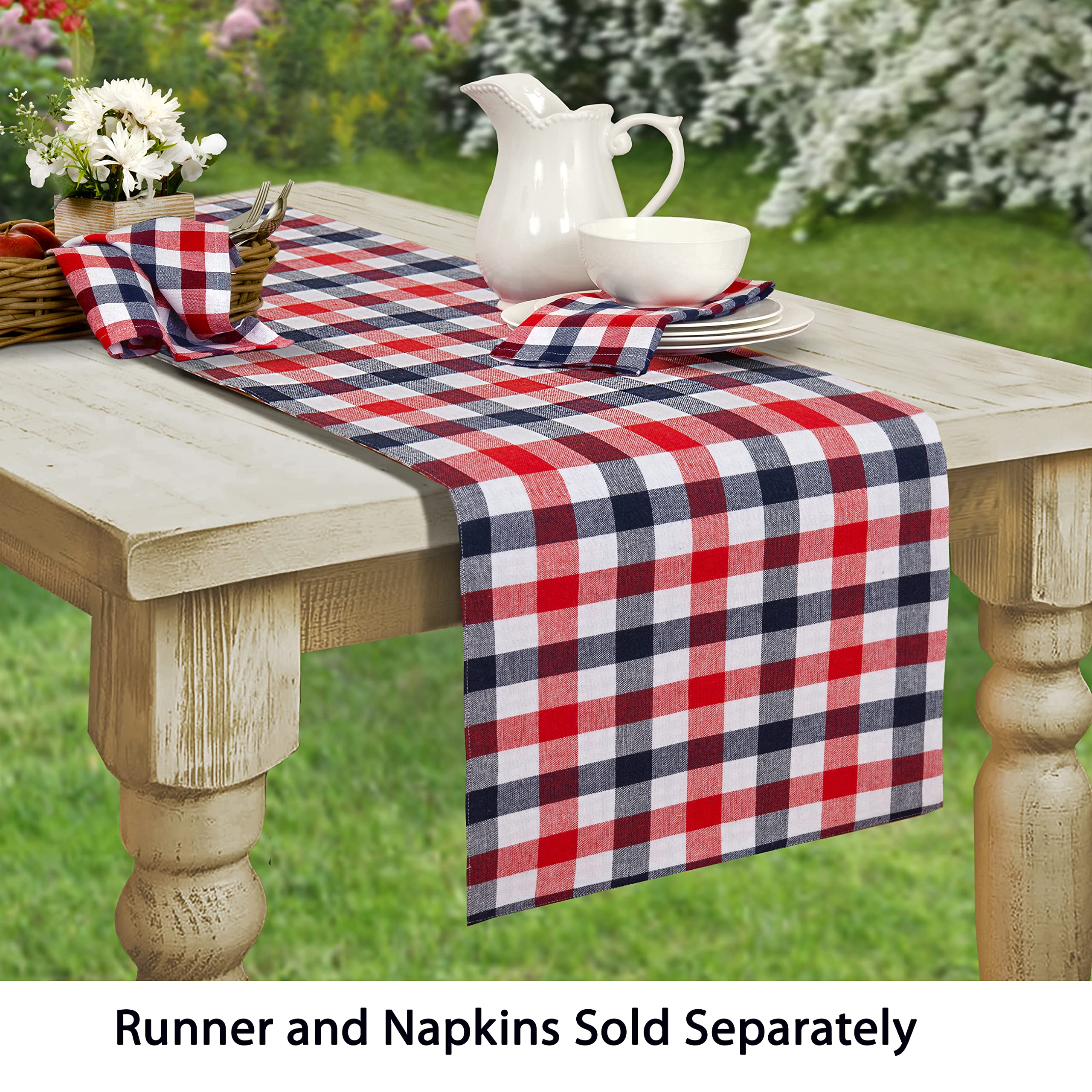 4-Pack Rectangle Fabric Placemats - Patriotic Gingham Pattern in Red White & Blue - Indoor/Outdoor Dining & BBQ Party Decor - Durable American-Themed Table Setting for Picnics, Backyard Gatherings & Holiday Celebrations