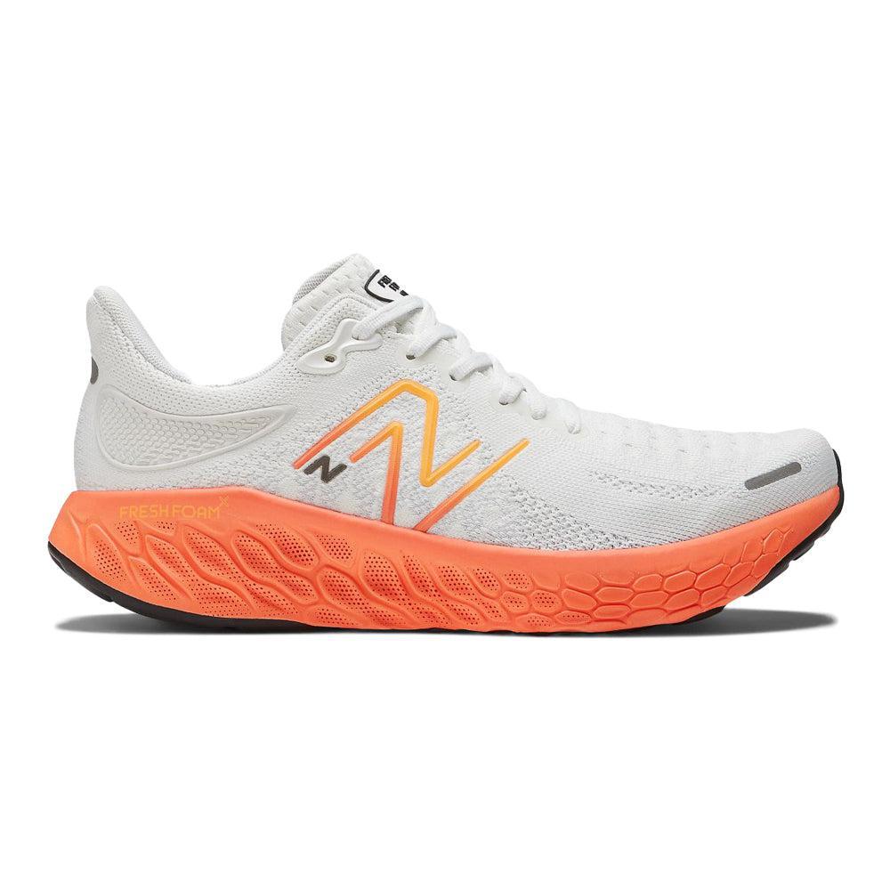 New Balance Fresh Foam X 1080v12 Running Shoes for Men - White/Neon Dragonfly - Size 10 D Medium - Lightweight Cushioned Sneakers for Road Running, Jogging & Gym Workouts