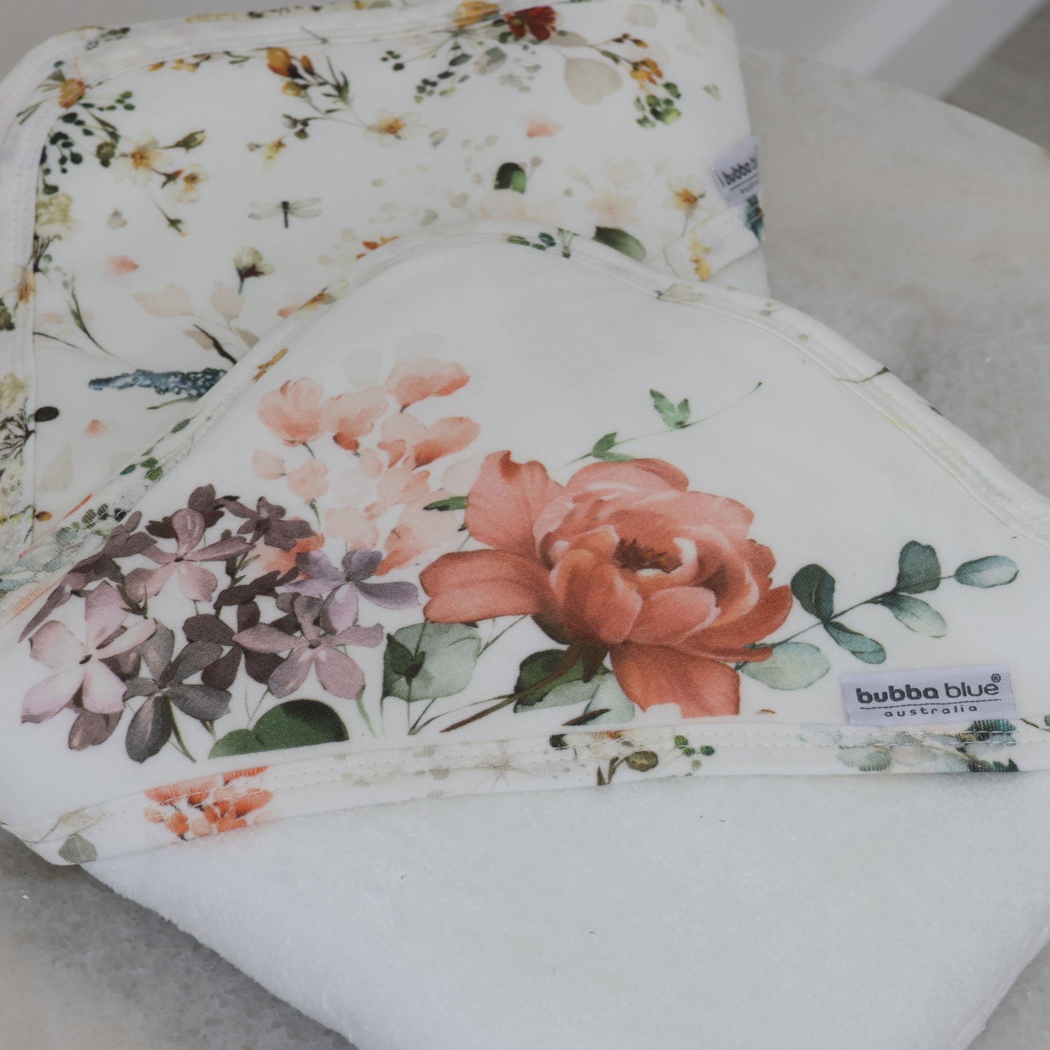 Soft & Absorbent Peonies Bamboo 2-Pack Hooded Baby Towels for Bath Time, Swimming & Spa - Hypoallergenic & Eco-Friendly