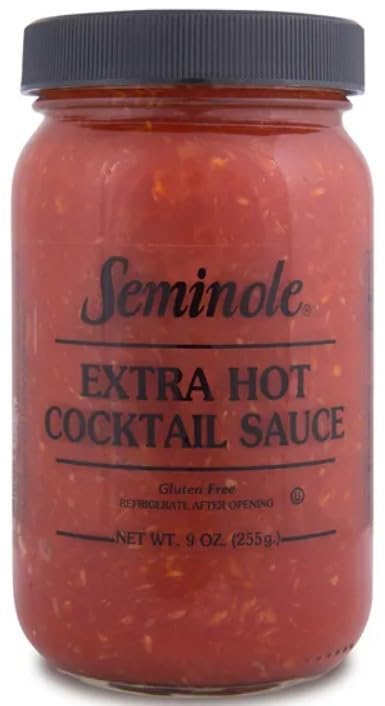 Seminole Brand Extra Hot Cocktail Sauce - 9oz Jar | Premium Spicy Seafood Dipping Sauce for Shrimp, Oysters & Crab Legs | Gluten-Free & Delicious