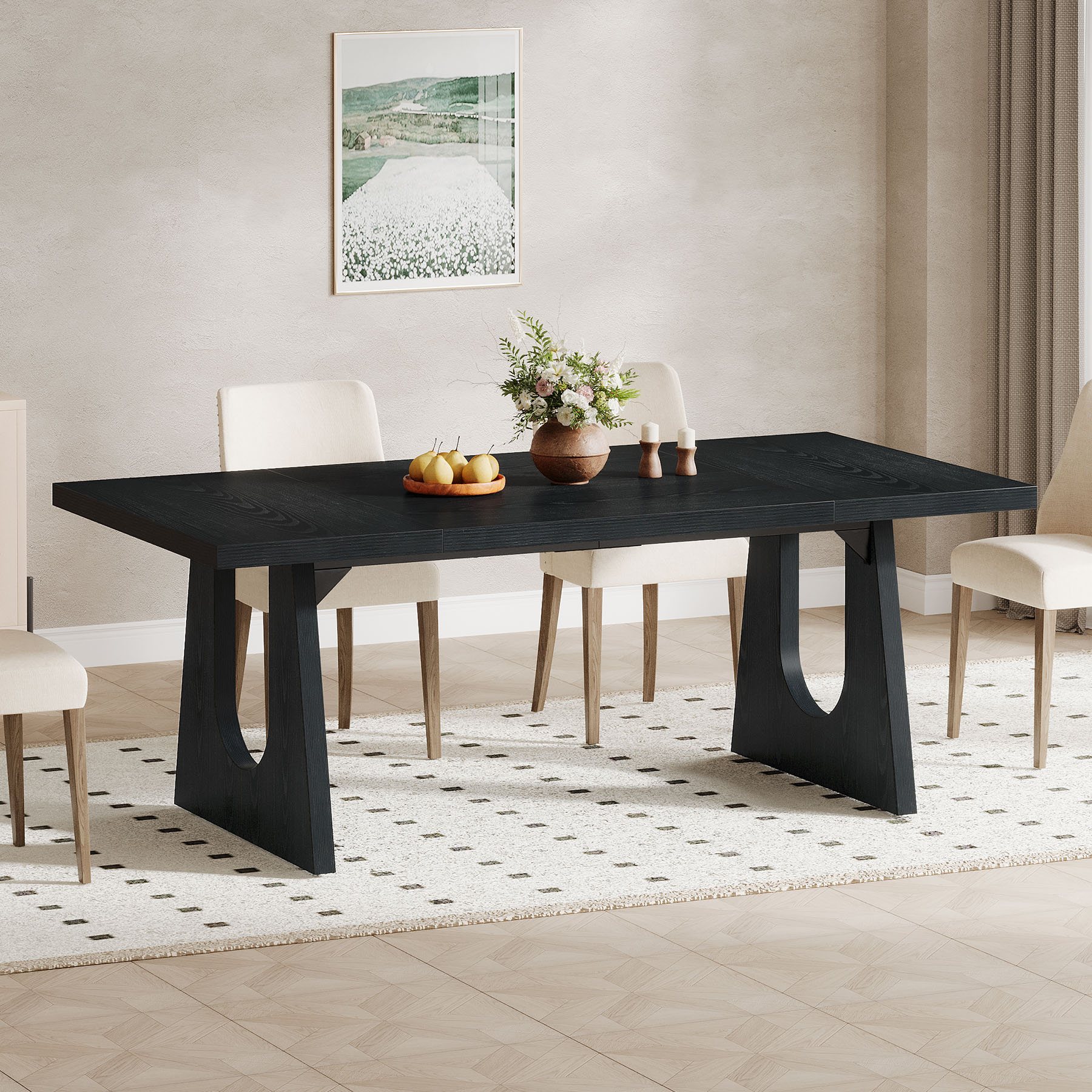 Solid Wood Dining Table 70 Inch Rectangular Kitchen Table for 6-8 People - Perfect for Family Gatherings & Dinner Parties