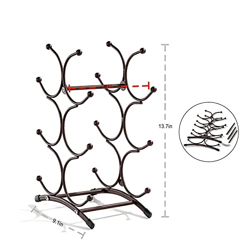 Rustic Wood Wine Rack Countertop Holder - Wine Storage Stand & Display Shelf for Kitchen, Bar, Cellar - Perfect for Home Decor & Entertaining