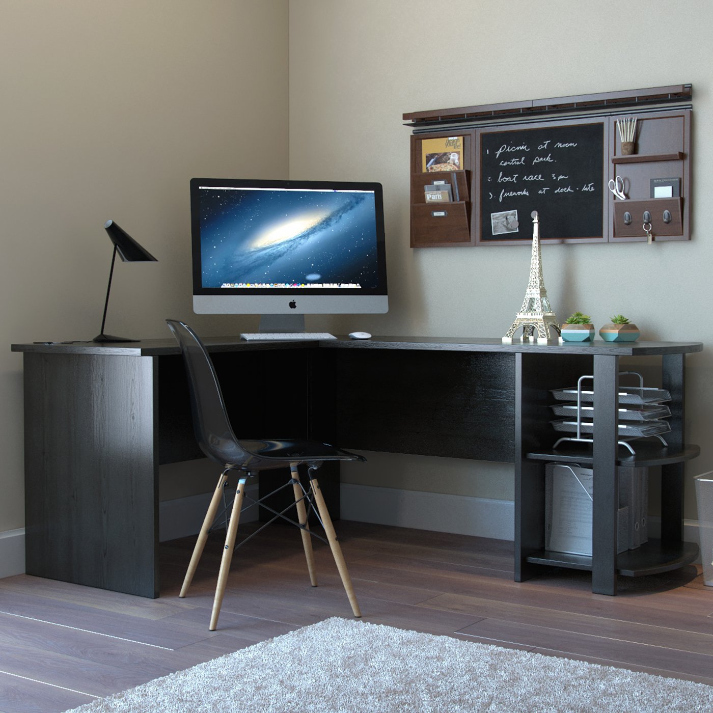Ryan Rove Kristen Corner L-Shaped Computer Desk in Black - Modern Home Office Desk for Small Spaces, Gaming & Workstation Setup - Perfect for Study, Work from Home & PC Gaming