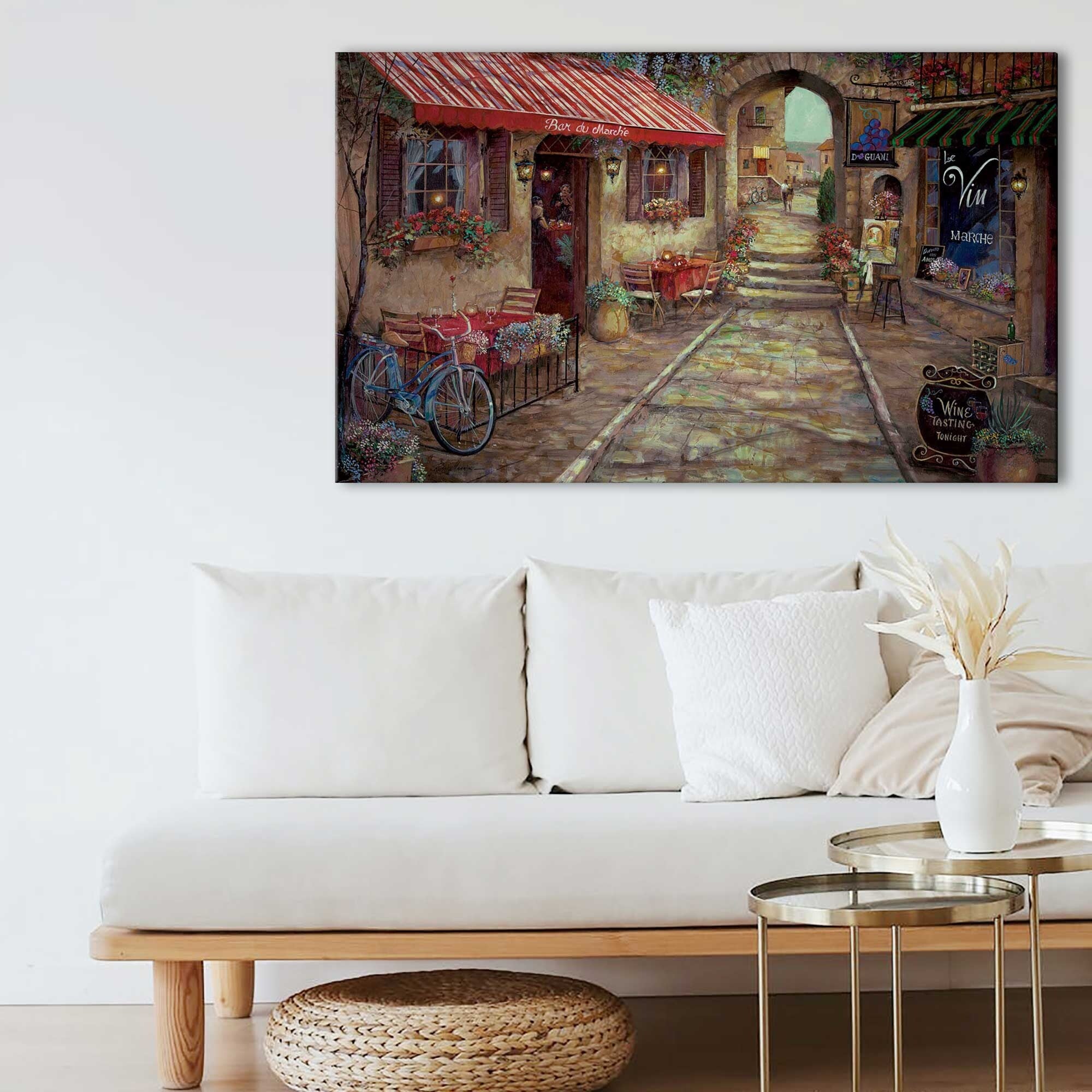 Bar du Marche by Ruane Manning - Premium Canvas Art Print for Home & Office Decor - Perfect for Living Room, Bedroom, or Gallery Wall Display