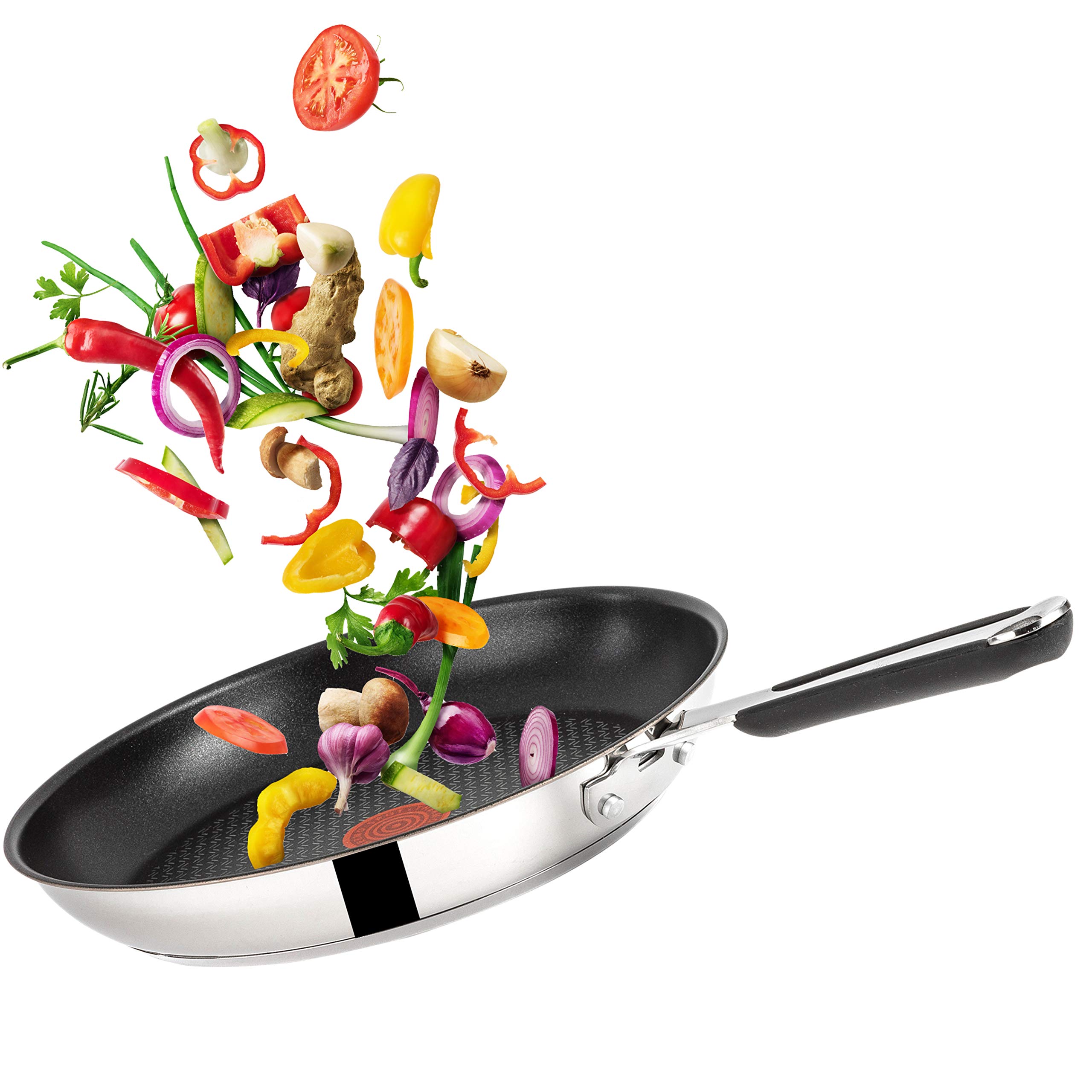 Tefal Jamie Oliver 20cm Stainless Steel Non-Stick Saute Pan Wok - Induction Compatible, Silver (Model H80502) - Perfect for Stir-Frying, Searing & Sauteing in Modern Kitchens