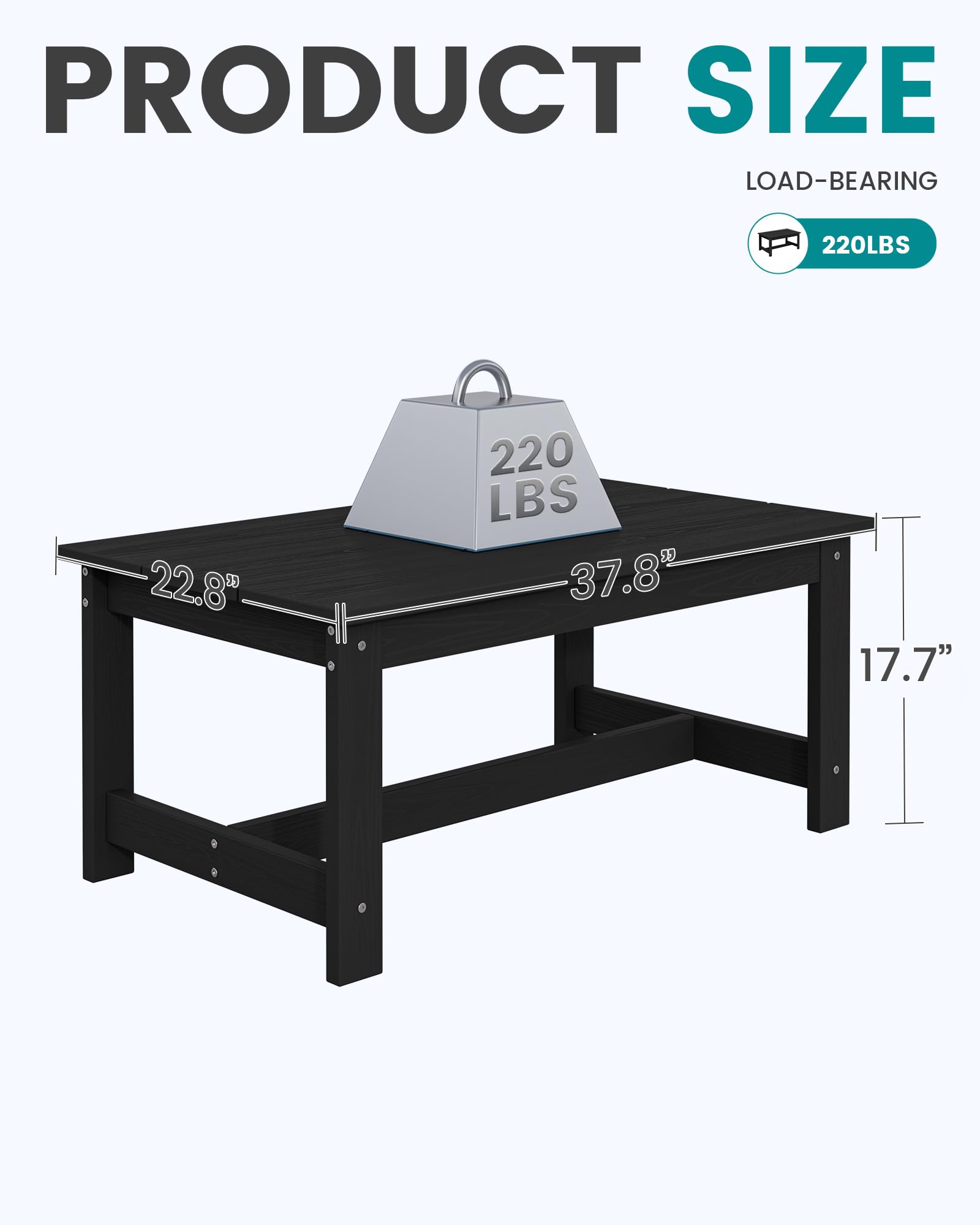 SERWALL All-Weather HDPE Outdoor Coffee Table - 37.8