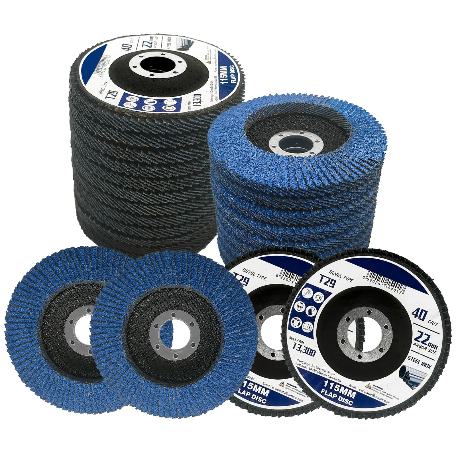 4 1/2 Inch Professional Flap Disc Set - 40 PCS Assorted Grit (40/60/80/120) for Angle Grinder - Metal & Wood Grinding & Polishing - Perfect for DIY Projects, Metal Fabrication & Surface Preparation