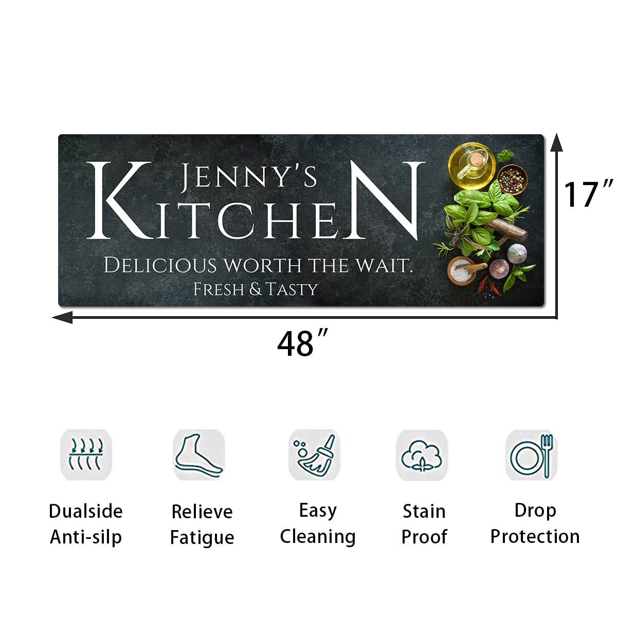 Custom Christmas Kitchen Mat 17x48 Inch - Non-Skid Washable Floor Mat for Cooking & Home Decor