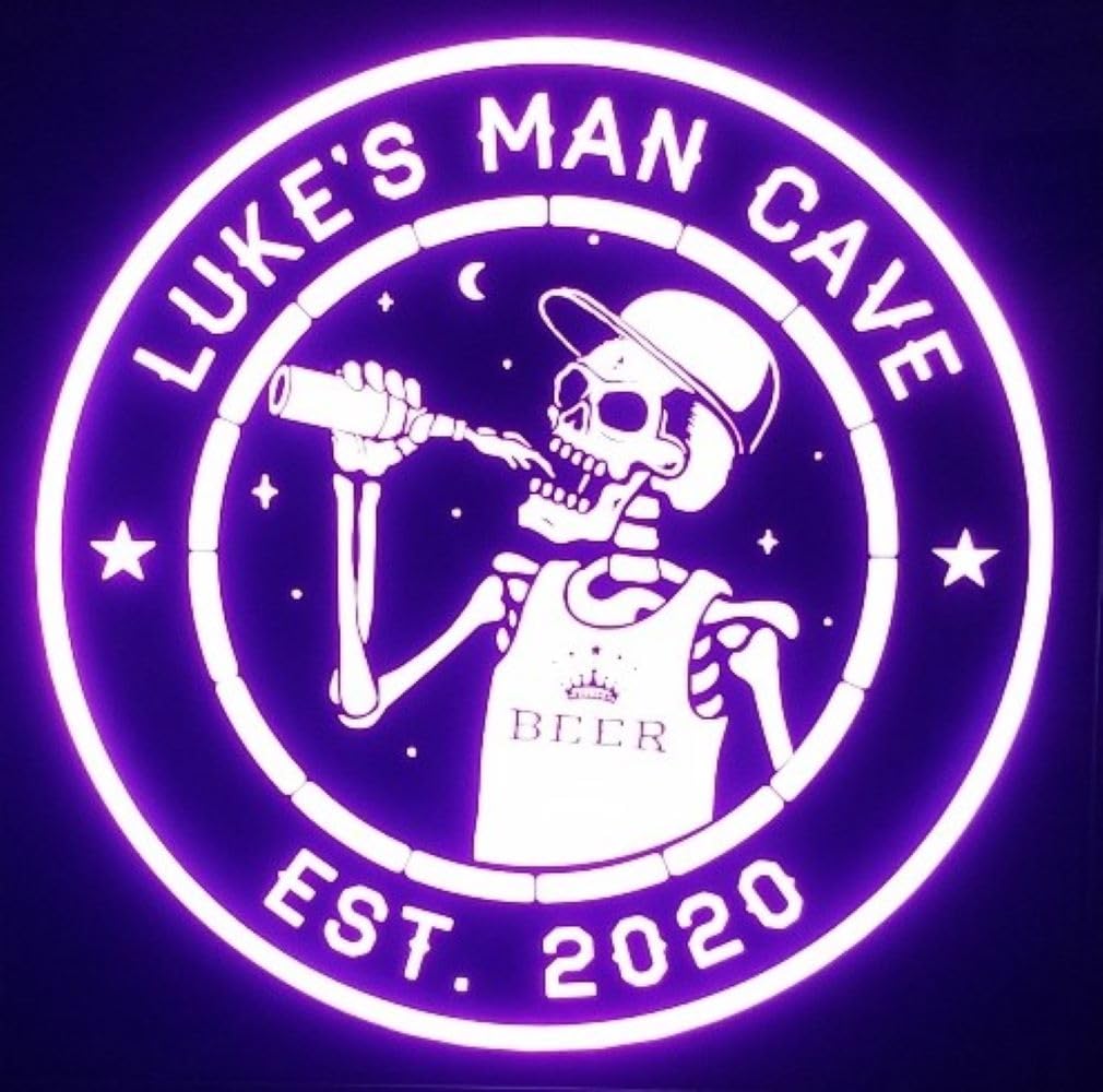 Custom LED Skeleton Beer Sign - Personalized Light-Up Wall Decor for Man Caves & Home Bars - Unique Gift for Beer Lovers & Decor Enthusiasts - Non-Neon Pub Sign - Perfect for Halloween Parties, Game Rooms & Basement Decor