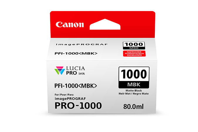 Canon PFI-1000 LUCIA PRO Matte Black (MBK) Ink Cartridge 80ml for PRO-1000 Printer - Ideal for Professional Photo Printing & Fine Art Reproduction