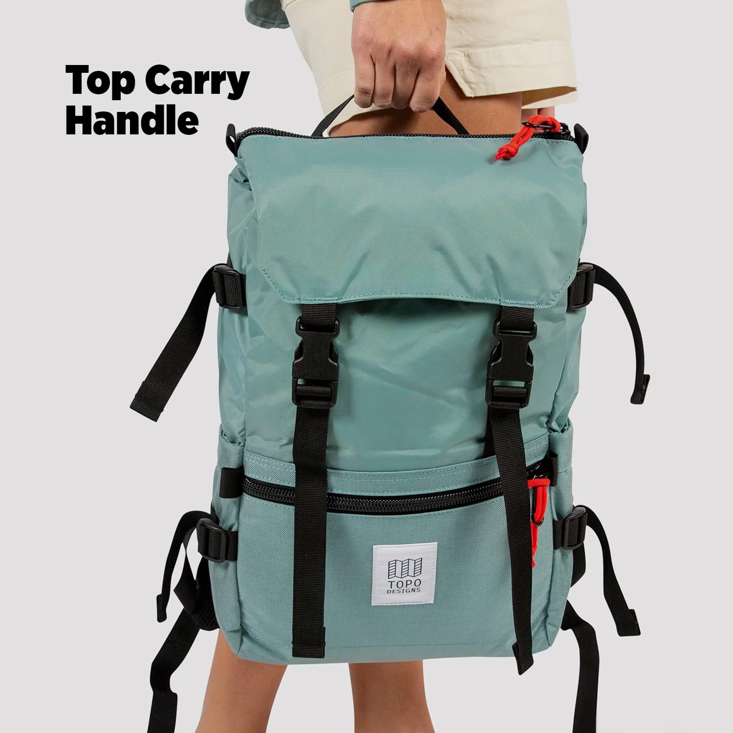 Topo Designs Rover Pack Classic Backpack - Khaki/Black - Durable Everyday Carry Bag for Hiking, Travel & Commuting