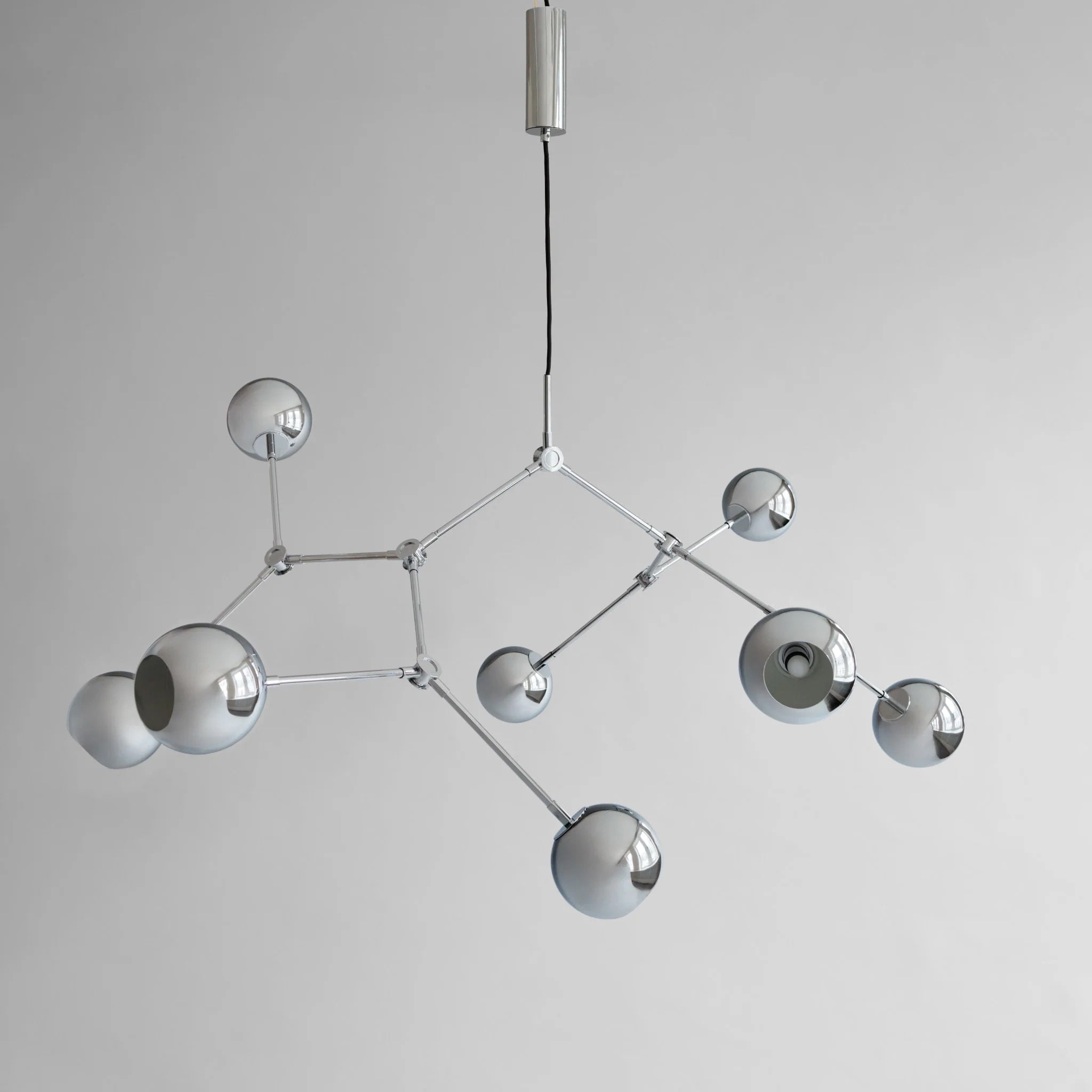 PRE-ORDER 101 COPENHAGEN Drop Chandelier Globe Pendant Light in Chrome - Modern Ceiling Lighting Fixture for Dining Room, Living Room & Bedroom