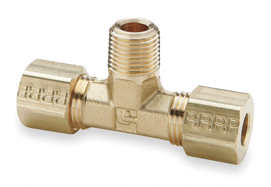 Parker Brass Compression x MNPT Male Branch Tee Fitting, 3/8