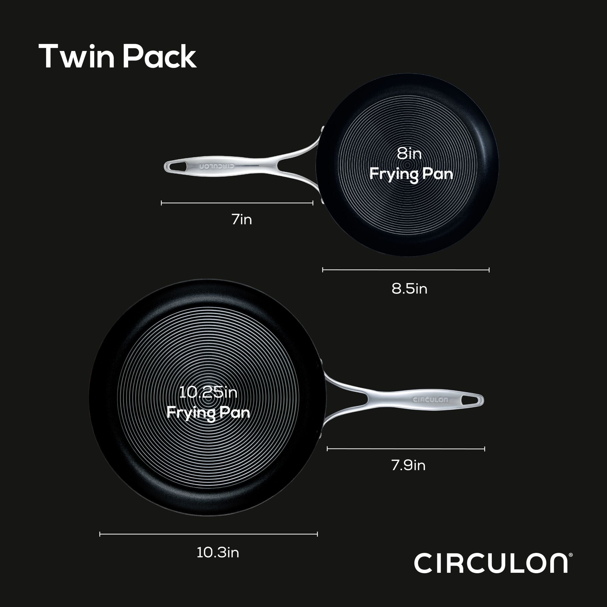 8 & 10.25 Inch Hybrid Stainless Steel Open Frying Pans - Nonstick Skillet for Sauteing, Frying & Stir-Frying - Perfect for Gas, Electric & Induction Cooktops