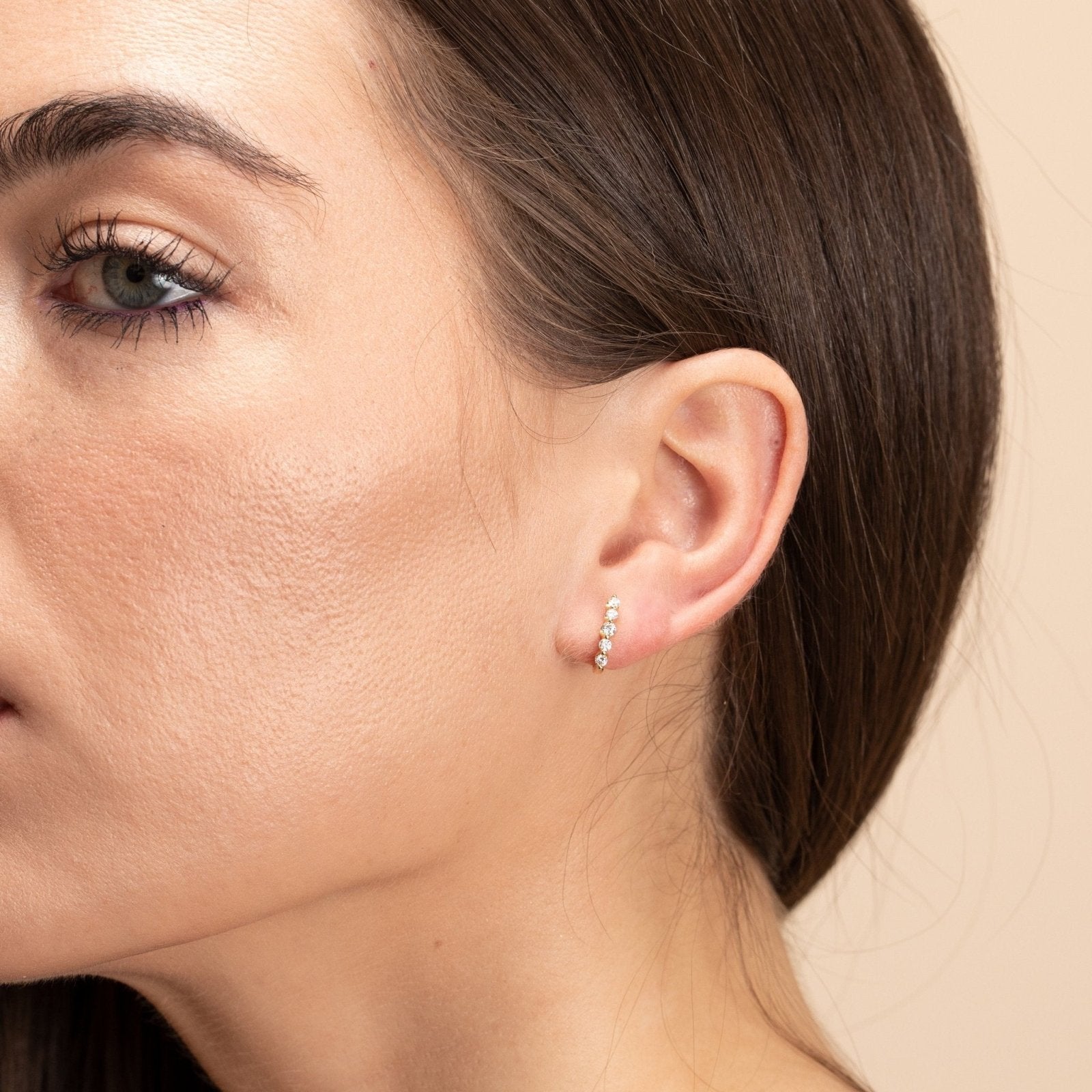 14K Yellow Gold Diamond Huggie Hoop Earrings for Women - Perfect for Everyday Wear, Parties & Gifts