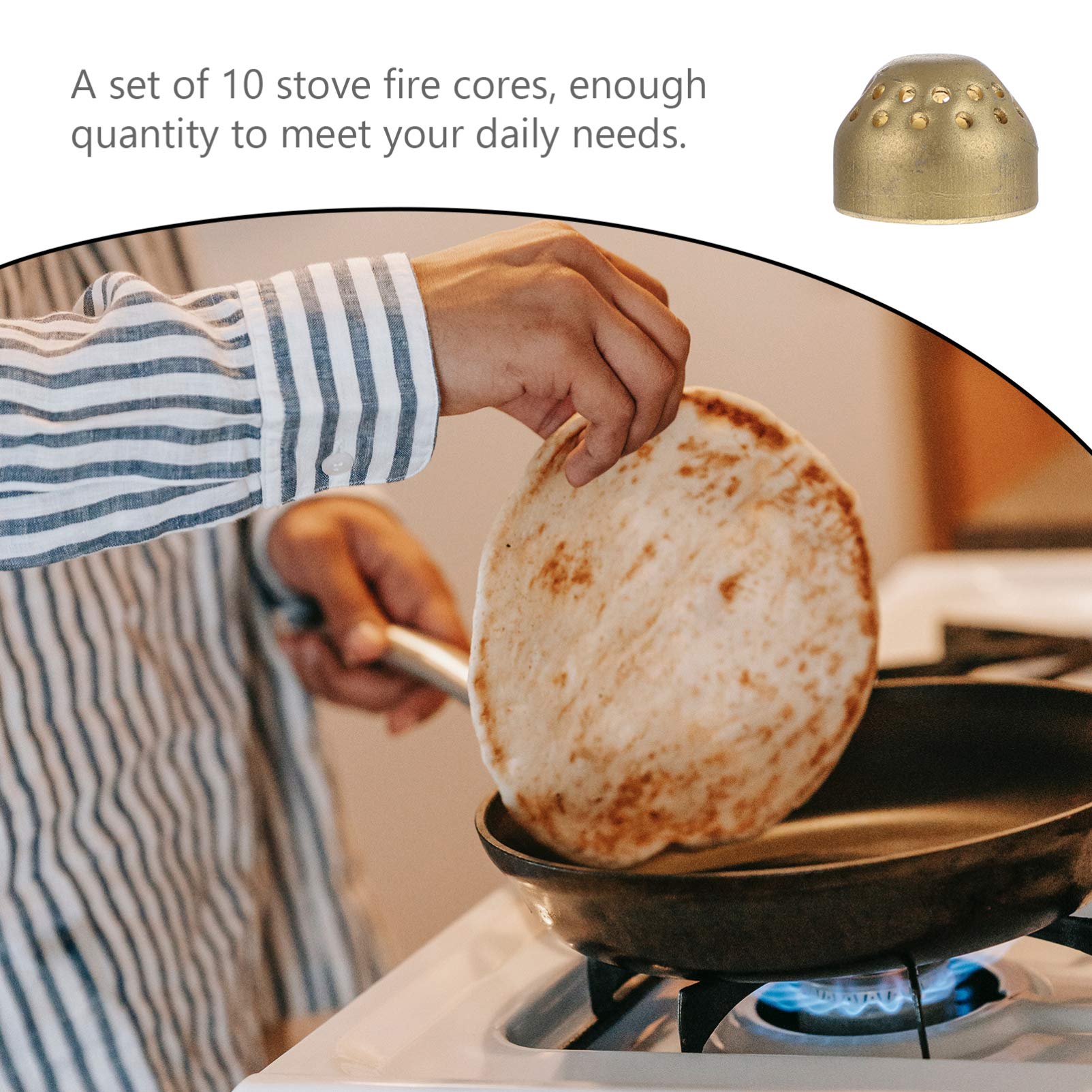 10pcs Hemoton Gas Stove Burner Liners & Wok Stands - Durable Copper Alloy Gas Cooktop Covers & Support Frames for Wok Burners - Perfect for Asian Cooking, Outdoor Camping & Commercial Kitchen Use