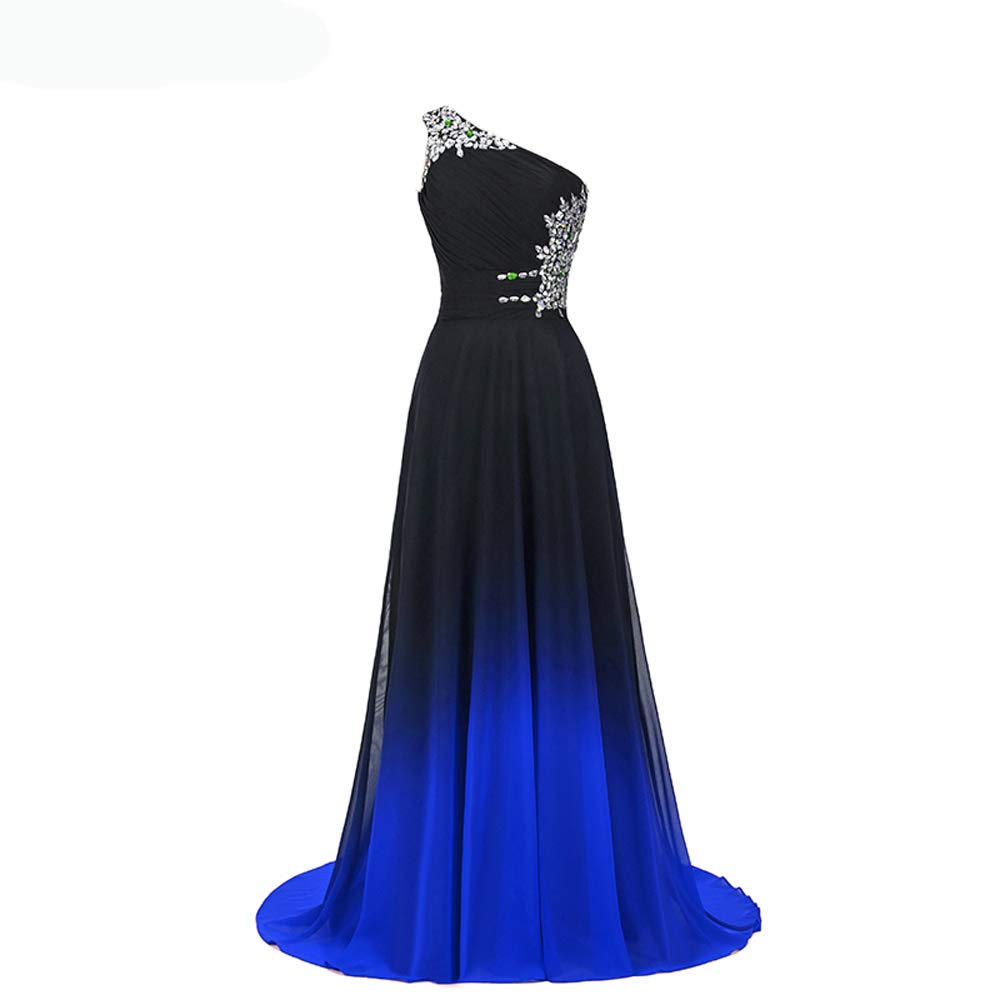 Gradient Ombre Beaded Prom Dress for Women - Elegant Chiffon Long Evening Gown Plus Size Formal Ball Dress for Homecoming, Quinceañera & Special Occasions