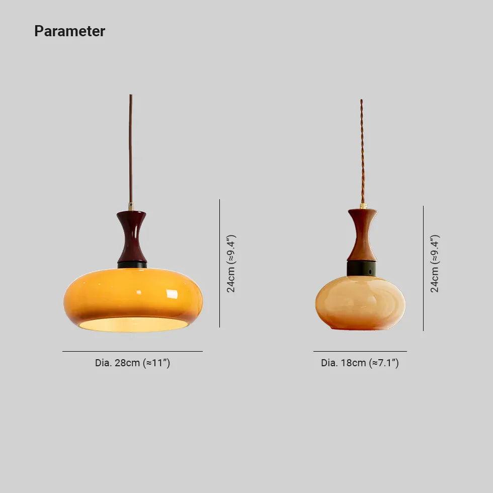 Vintage Brown Glass Pendant Light - Flat Spherical Design for Kitchen Island, Dining Room, and Bedroom Lighting