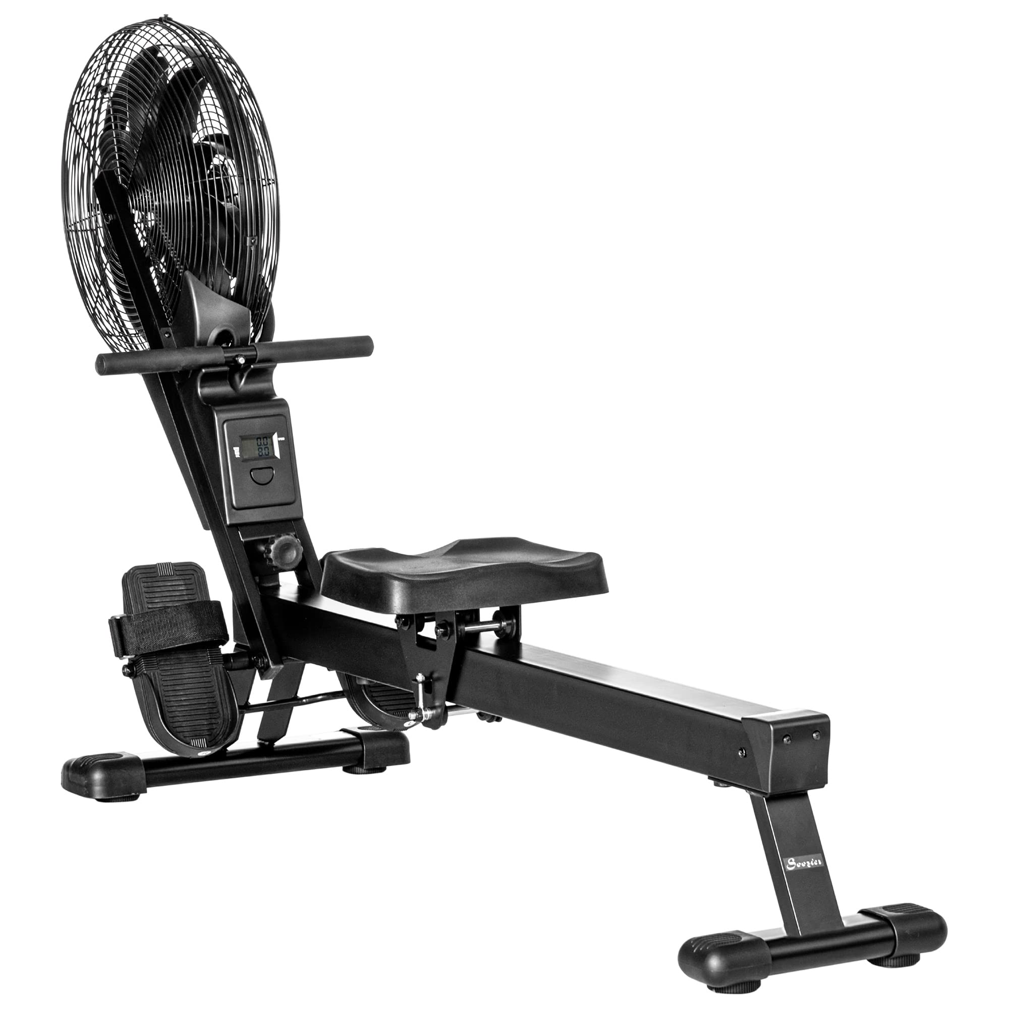 Soozier Foldable Air Rowing Machine with LCD Digital Monitor & Durable Steel Frame - Home Gym Equipment for Cardio Workouts, Full Body Exercise, and Indoor Fitness Training