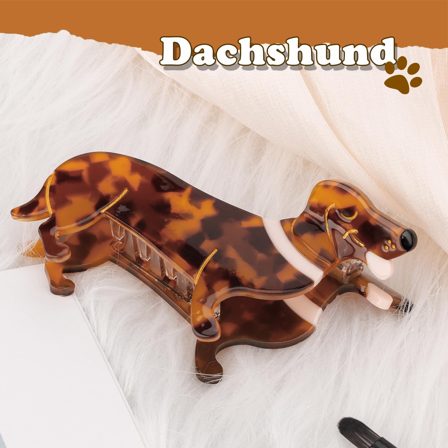 **Cute Dachshund Dog Hair Clips for Women - Acetate Animal Hair Accessories for Puppy Lovers - Perfect Mother's Day, Birthday & Christmas Gifts - Great for Pet Lovers, Stocking Stuffers & Everyday Styling**