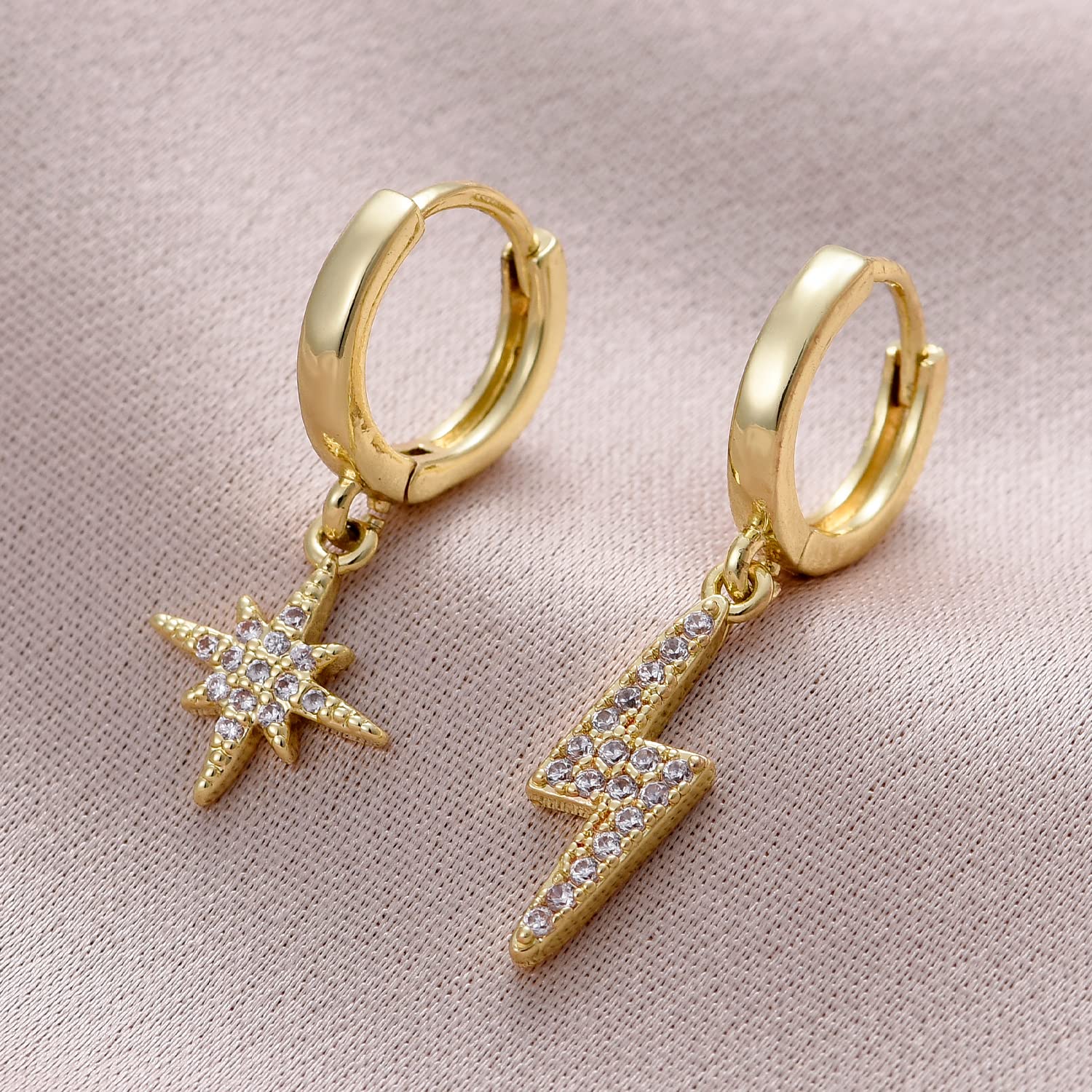 Dreamfox 6/8 Pairs Small Huggie Hoop Earrings for Women - Hypoallergenic 14K Gold Plated Simple Stud Earrings Set - Perfect Christmas Gift for Everyday Wear, Parties & Special Occasions