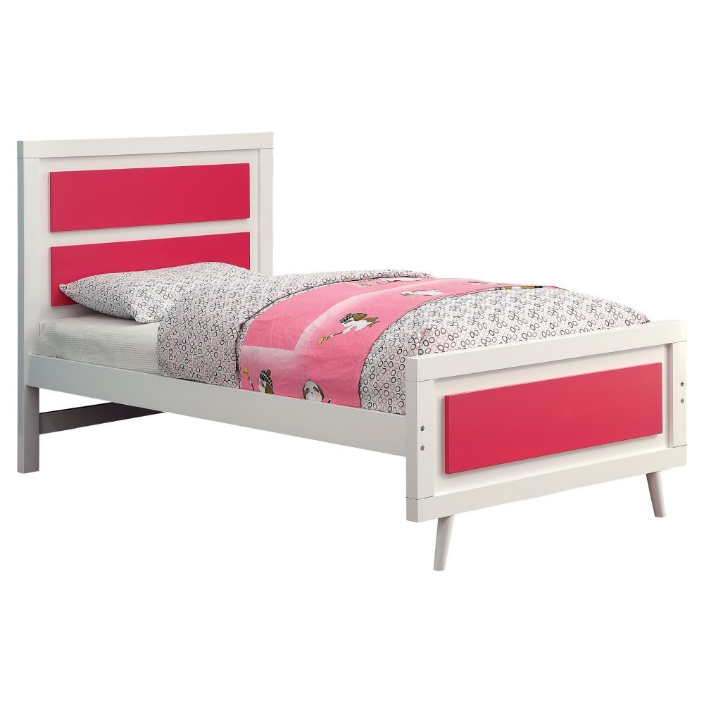 Caprica Contemporary Full Size Bed in Pink & White - Modern Bedroom Furniture for Small Spaces & Guest Rooms | Furniture of America