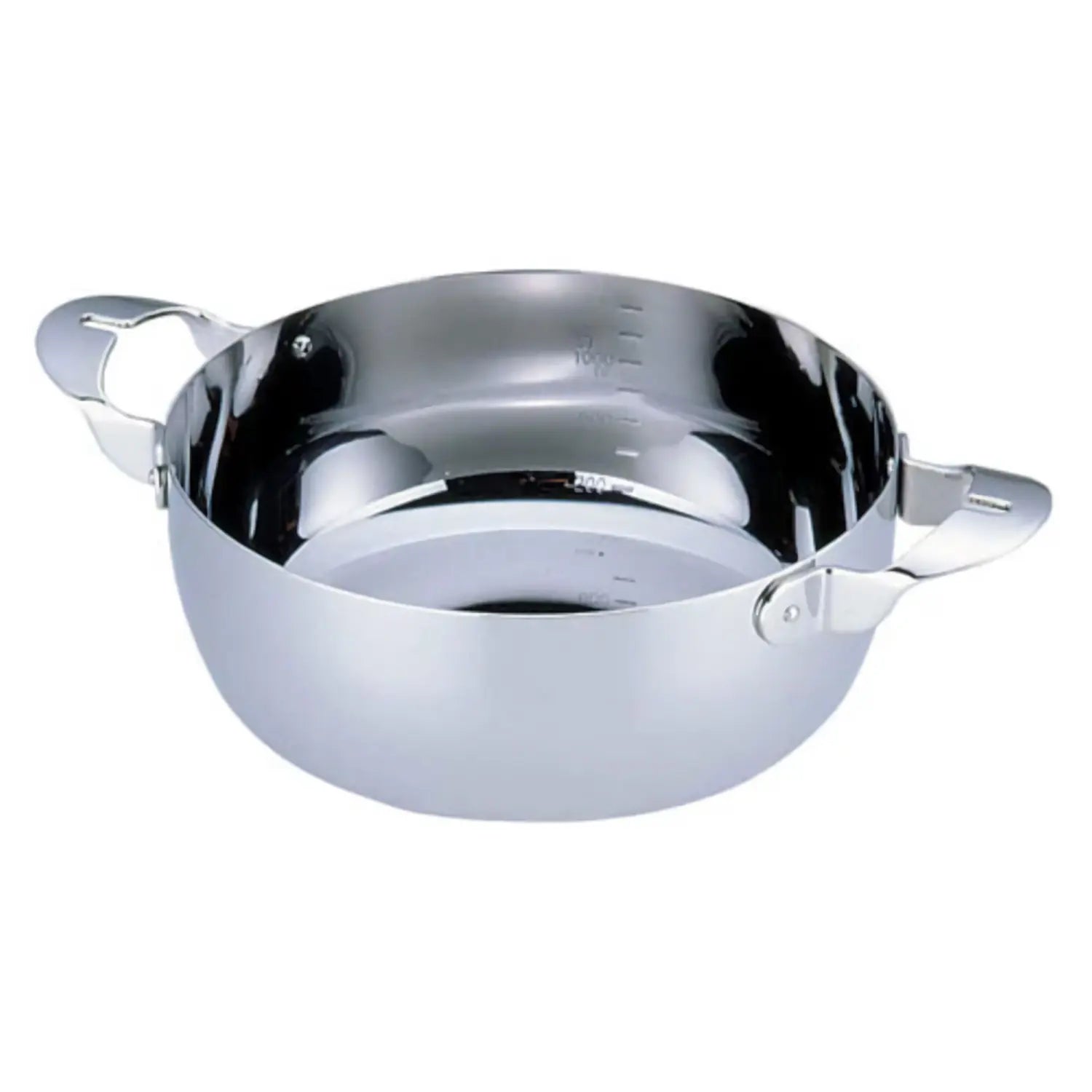 Gyokkodou Stainless Steel Induction Double Handle Saucepan with Measurement Marks - Perfect for Cooking, Boiling & Simmering Soups, Sauces & Pasta